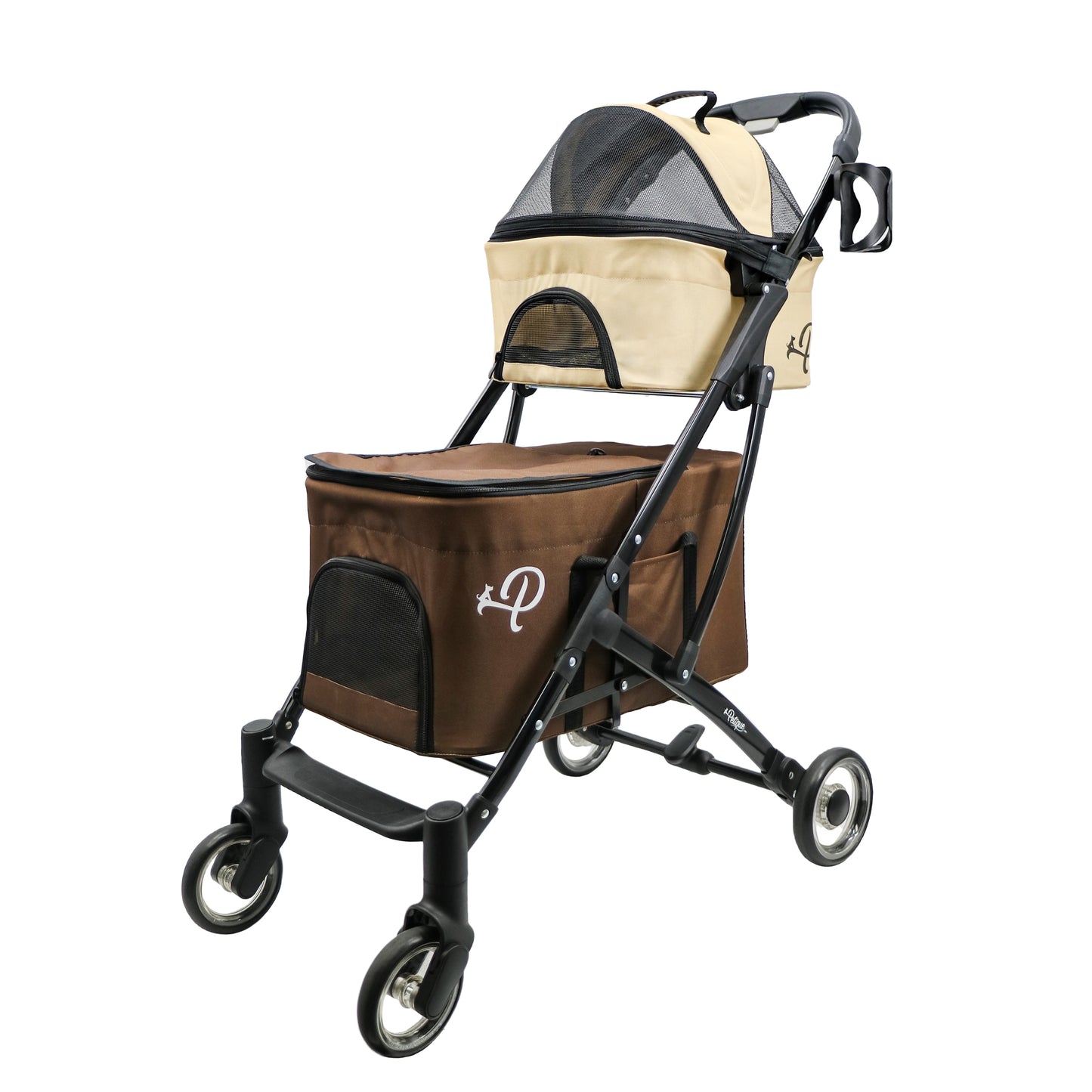 deluxe double decker pet stroller brown