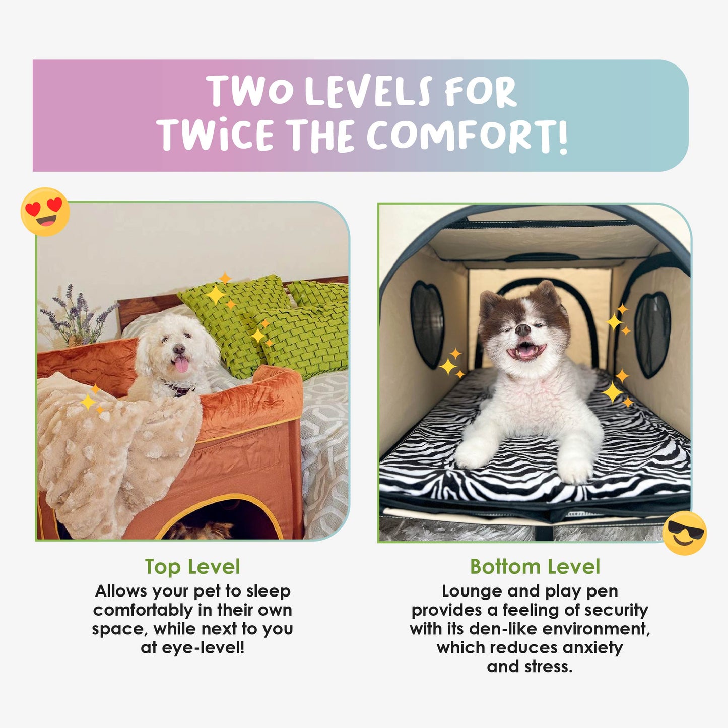 top and bottom levels for pet bed