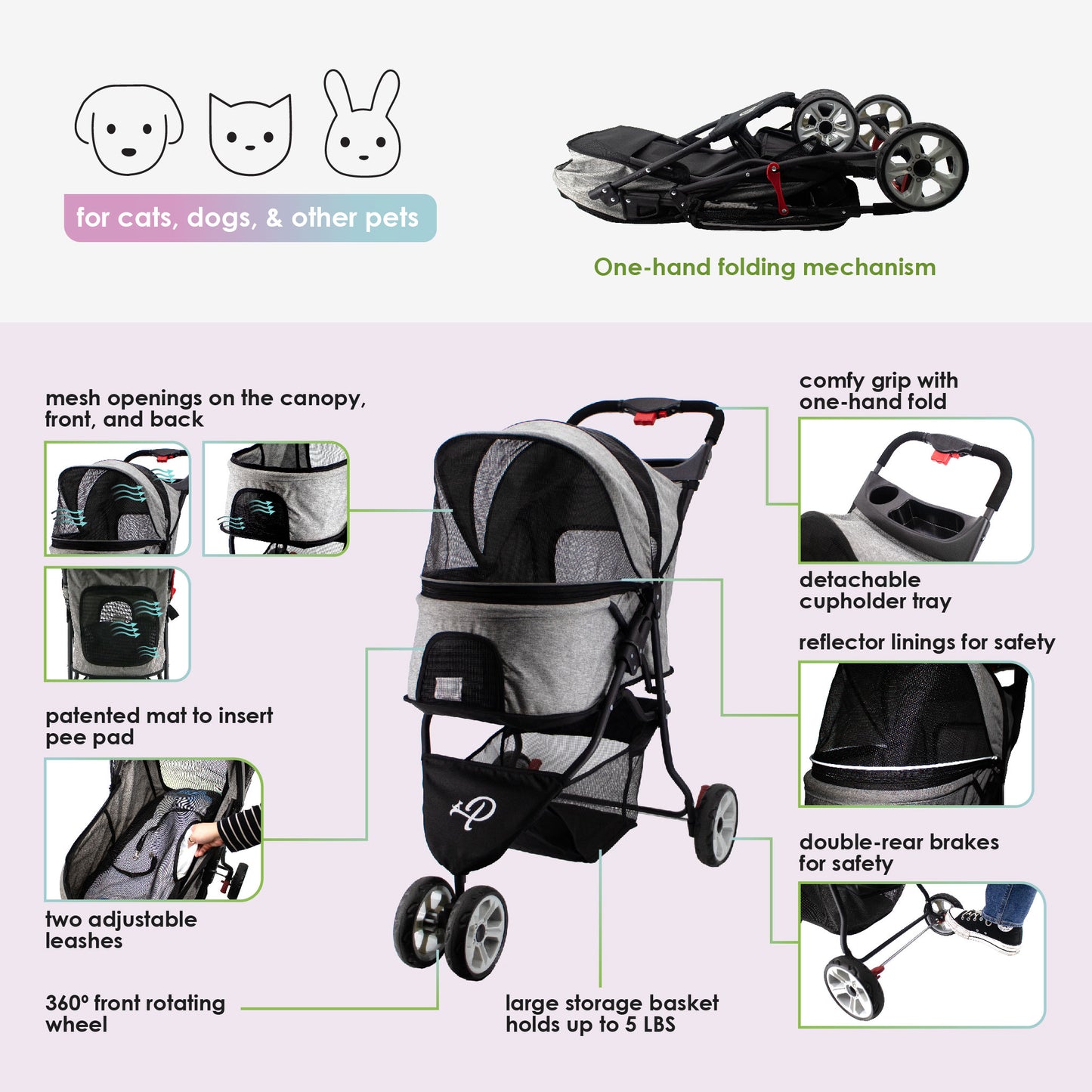 glacier pet stroller features