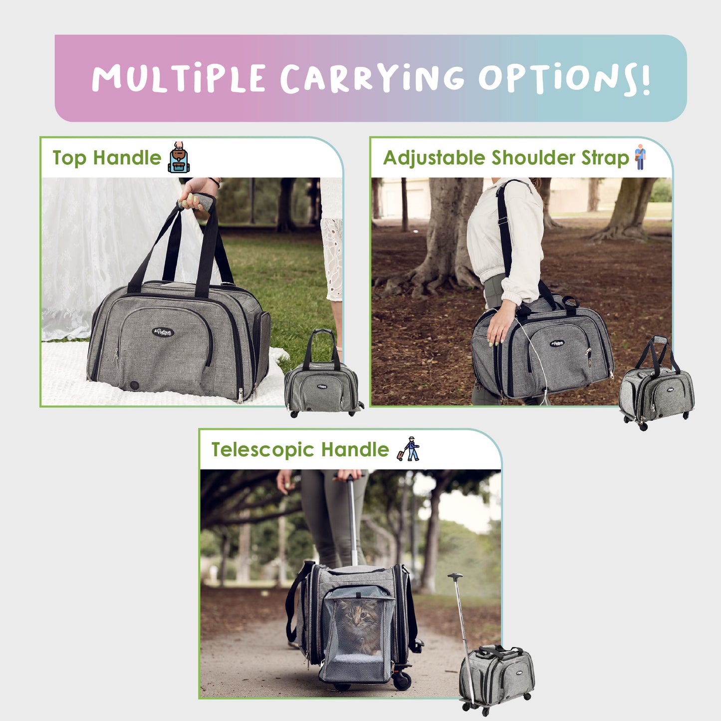 multiple carrying options happy camper pet carrier