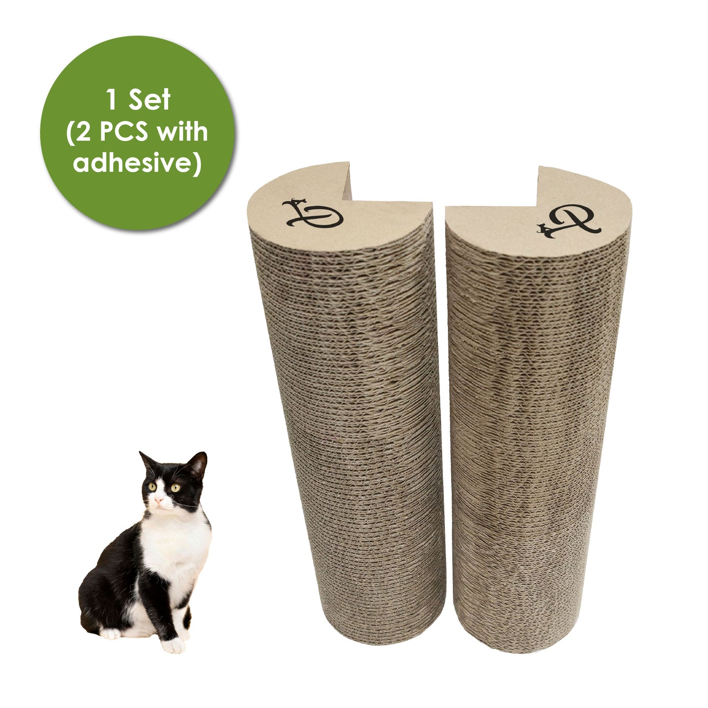Kitty Corner Cat Scratching Post (2 Pieces): Eco-Friendly, Sustainable, Compostable, Non-Toxic, Double Stick Foam Tape Included, Durable Cardboard, Patented, for Cats