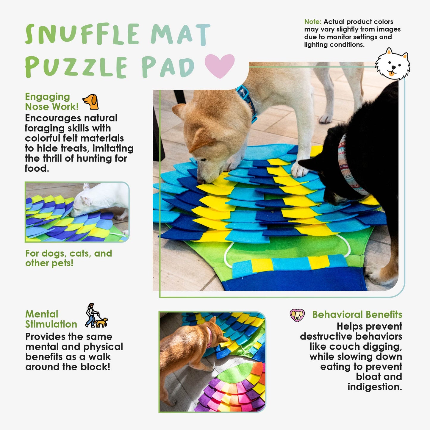Snuffle Mat Puzzle Pad - Paradise Hot Air Balloon: Colorful Felt for Treats, Interactive & Engaging, Easy to Clean, Mental & Physical Stimulation, Prevents Destructive Behavior, Slows Eating, Encourages Foraging Skills, Relieves Excess Energy, for Pets
