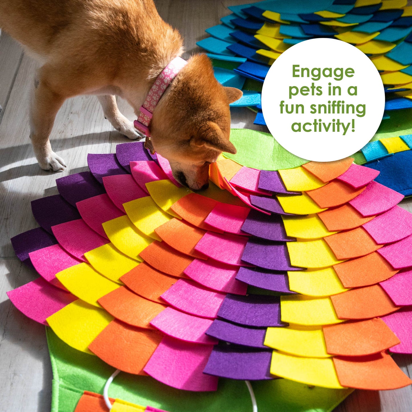 Snuffle Mat Puzzle Pad: Tropical Hot Air Balloon: Colorful Felt for Treats, Interactive & Engaging, Easy to Clean. Benefits: Mental & Physical Stimulation, Prevents Destructive Behavior, Slows Eating, Encourages Foraging Skills, for Pets