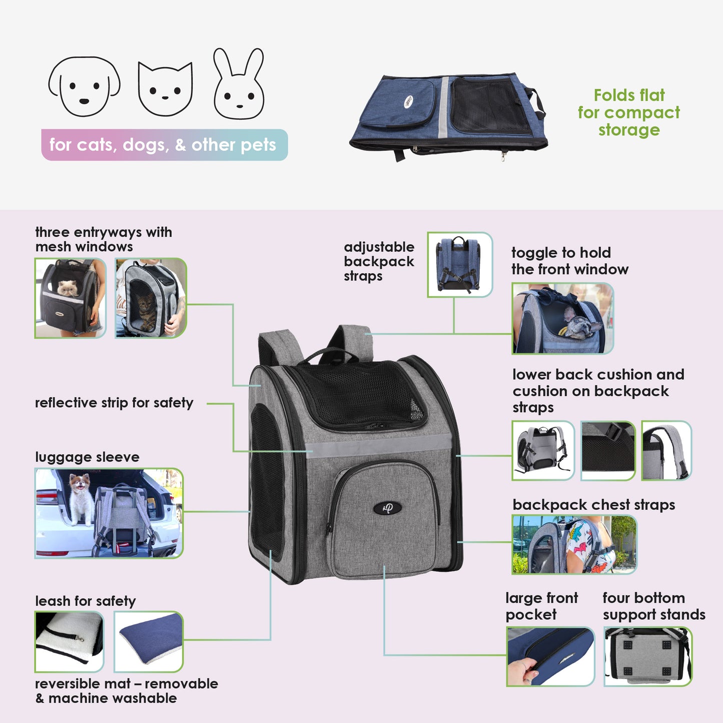 the backpack pet carrier features