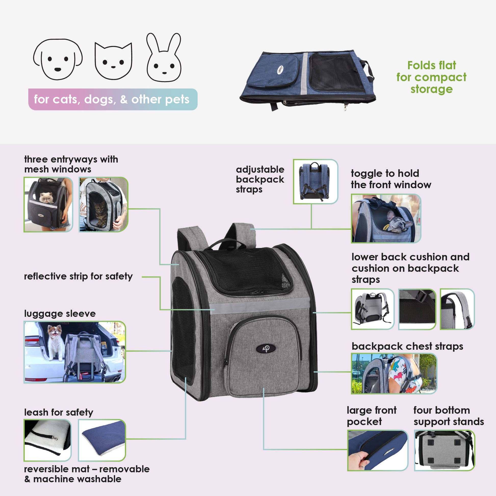 the backpack pet carrier features