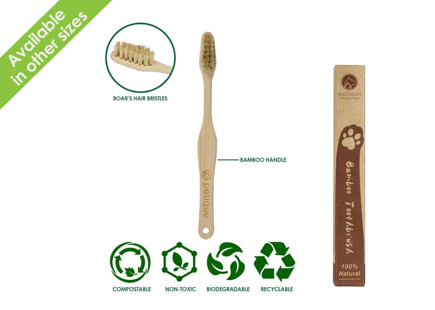 petique bamboo pet toothbrush for dogs and cats