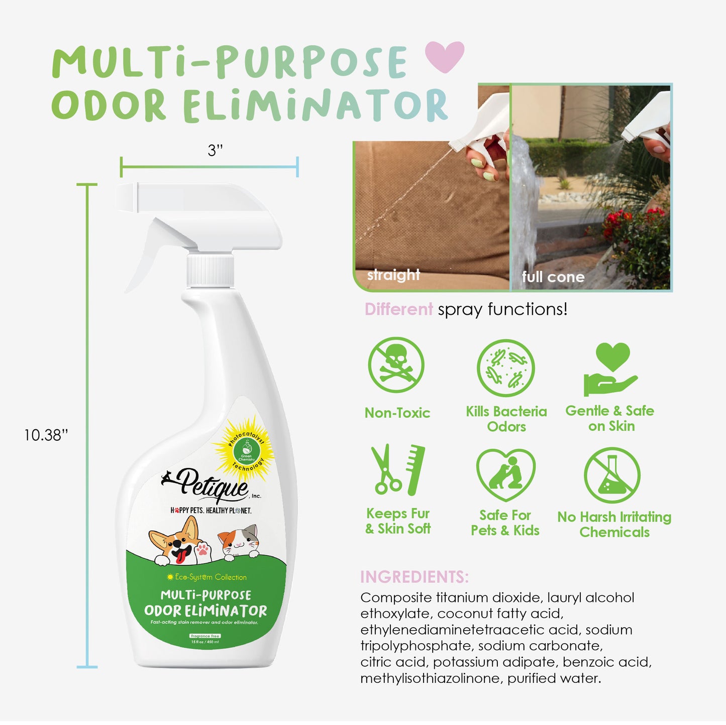 multi-purpose odor eliminator for pets