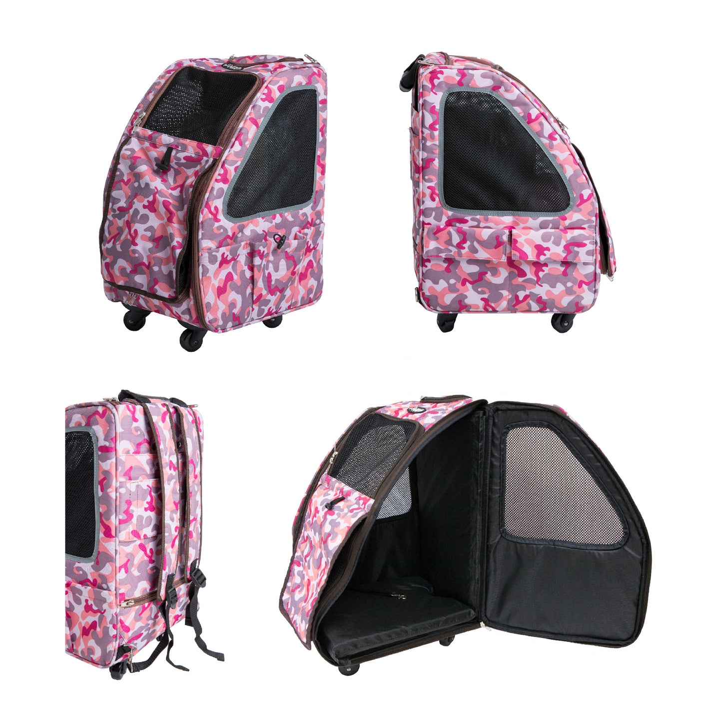 pink camo pet carrier