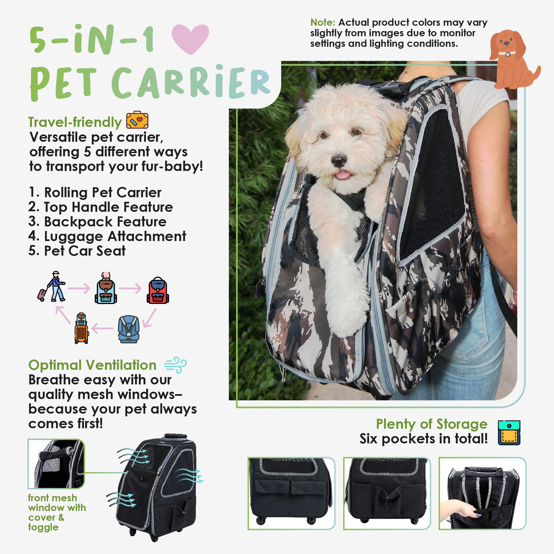 Pet Travel Carrier Bag, Airline Approved Cat Dog Carrier,Suitable for Small  and Medium-Sized Cats and Dogs Pet Soft Carrier, Suitable for Travel