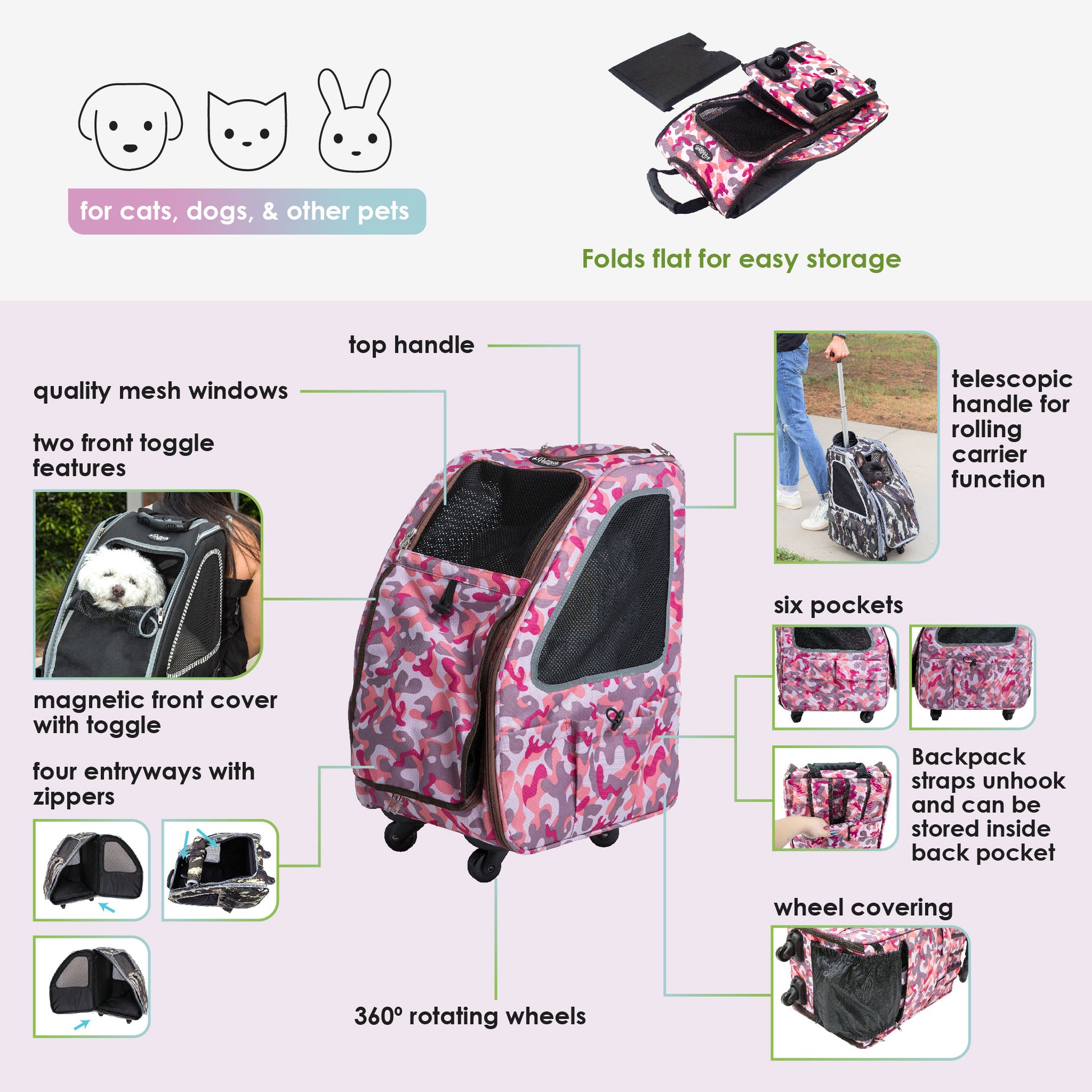 Petseek Extra Large Cat Carrier Soft Sided Folding Small Medium Dog Pet Carrier 24 inchx16.5 inchx16 inch Travel Collapsible Ventilated Comfortable