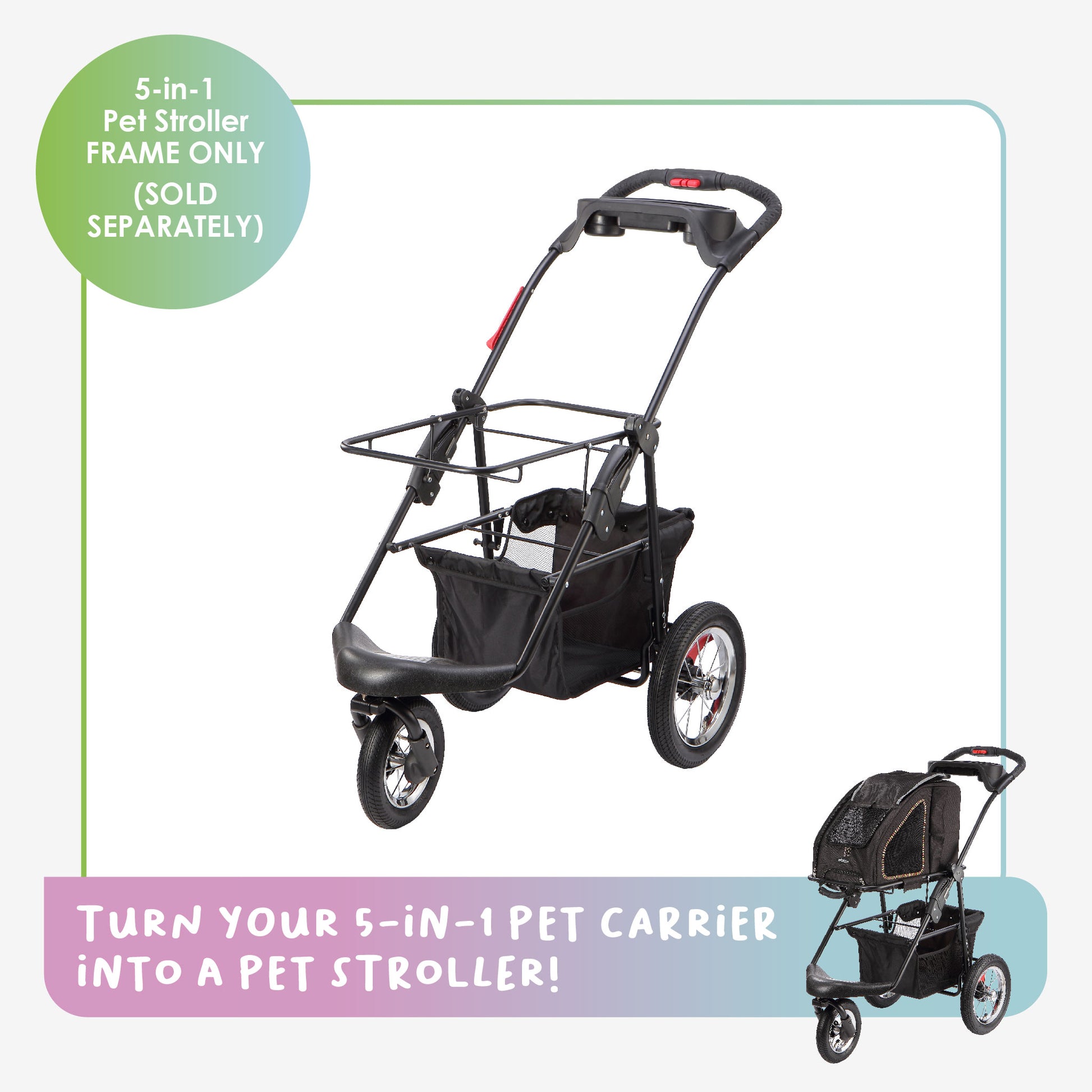 5-in-1 pet stroller frame for 5-in-1 pet carrier