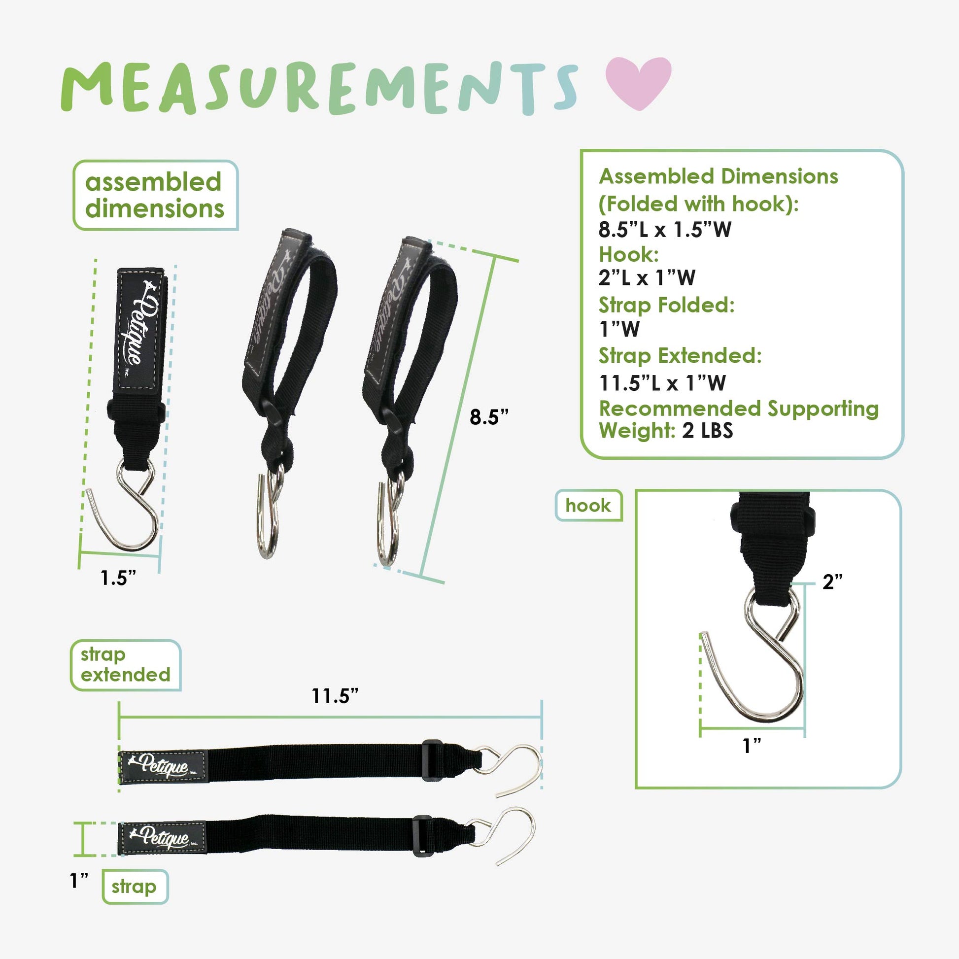 ez-fit stroller hook measurements