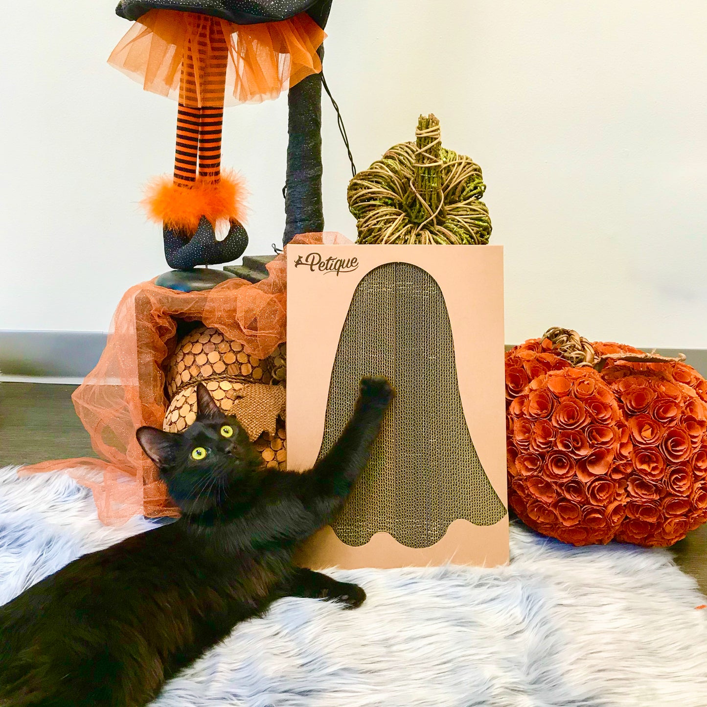 Ghost Scratch Board: Sustainable, 100% Eco-Friendly, Non-Toxic, Light & Sturdy, Reversible Scratch Panels, Compostable, Biodegradable, Patented Design, Long-Lasting, Reduces Waste, for Cats