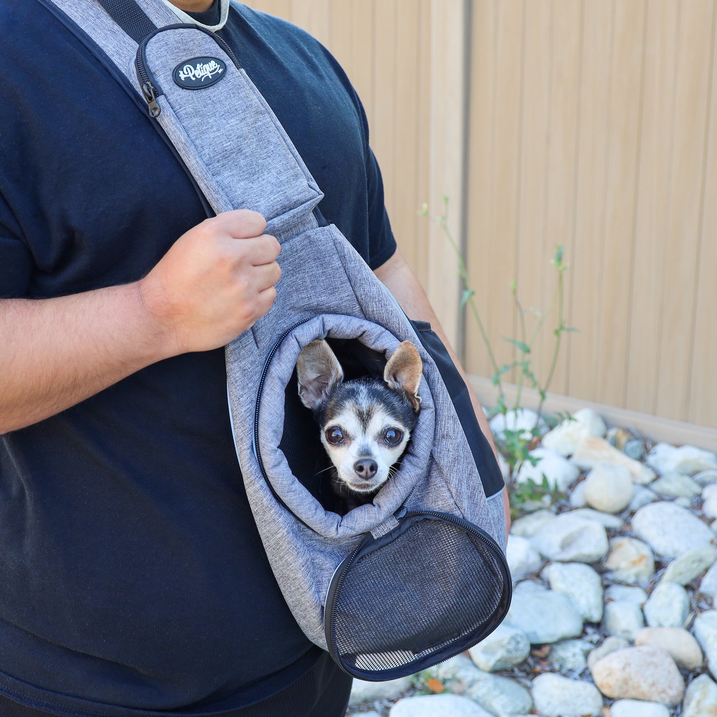 Sling Pet Carrier: Hands-Free, Over-the-Shoulder, Adjustable Leash, Padded Strap, Pee Pad Insert, Secure Pocket, Sturdy Board for Dogs, Cats, Small Animals, Supports up to 22 LBS