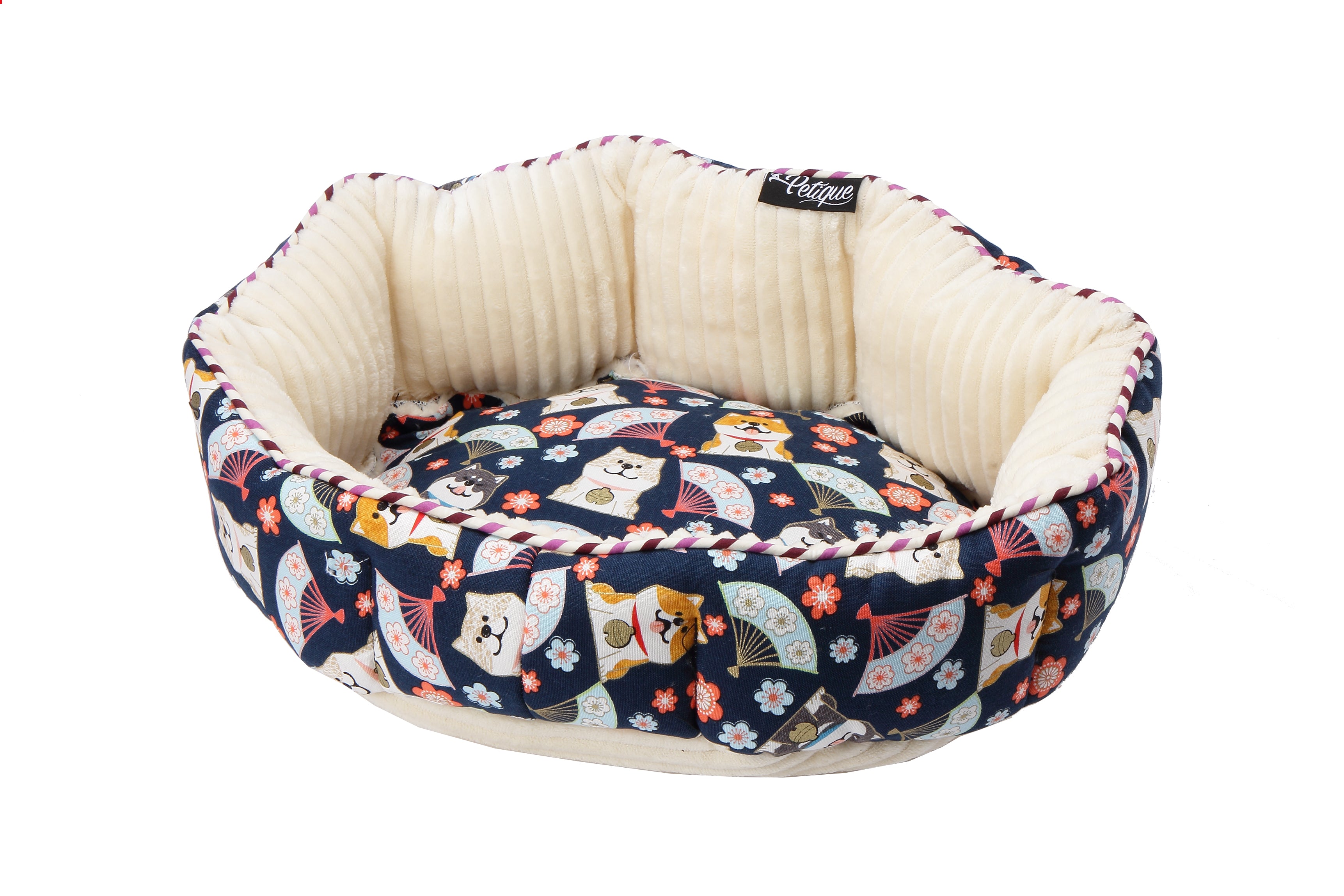 Reversible Round Pet Bed Ultra Soft Angel Hair Fiber Nest Like Walls Breathable Cotton Cozy Velvety Side 5 Limited Edition Designs Perfect for