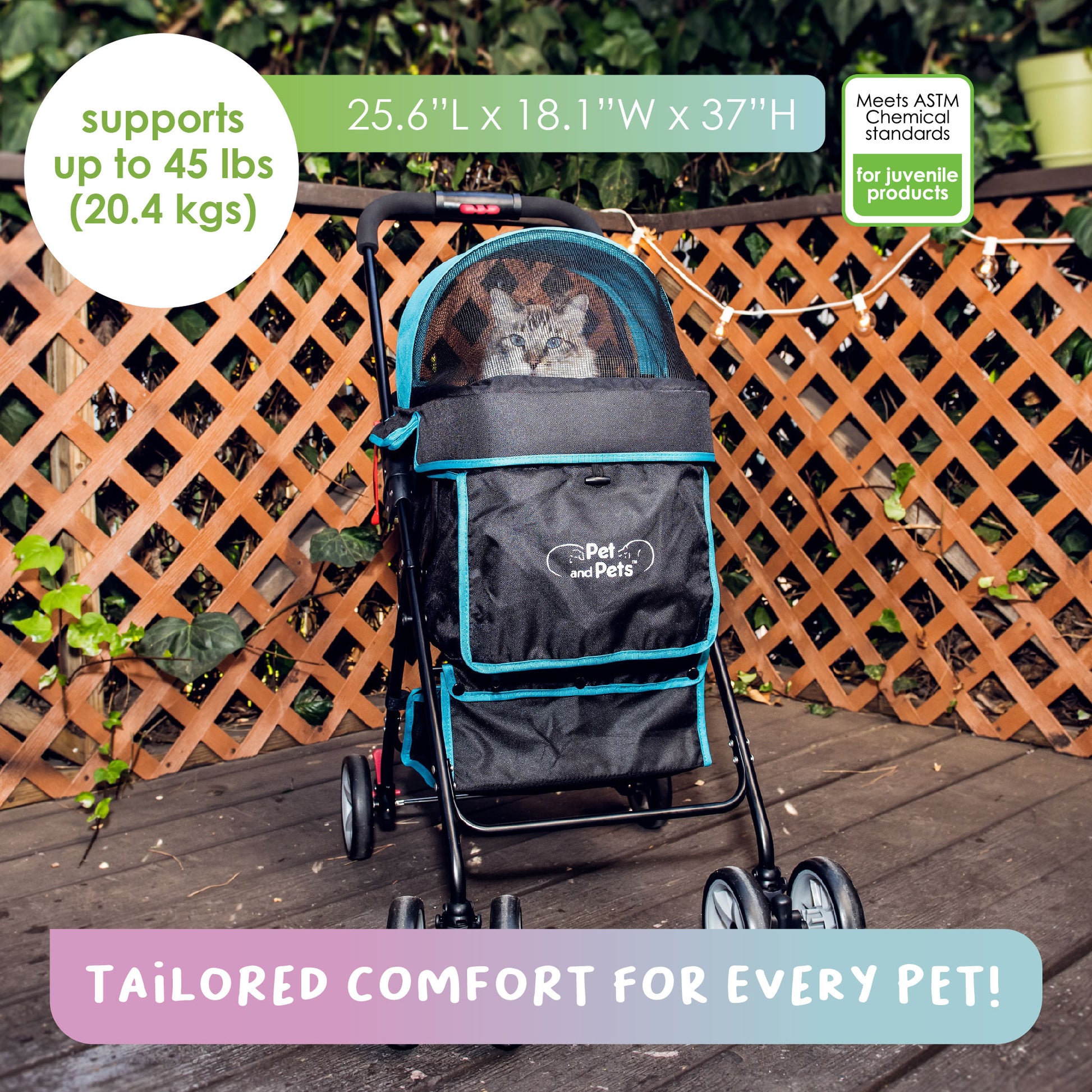 swift pet stroller supports pets up to 45 LBS