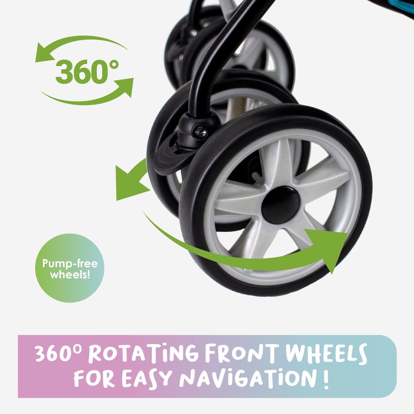 rotating front wheels swift pet stroller