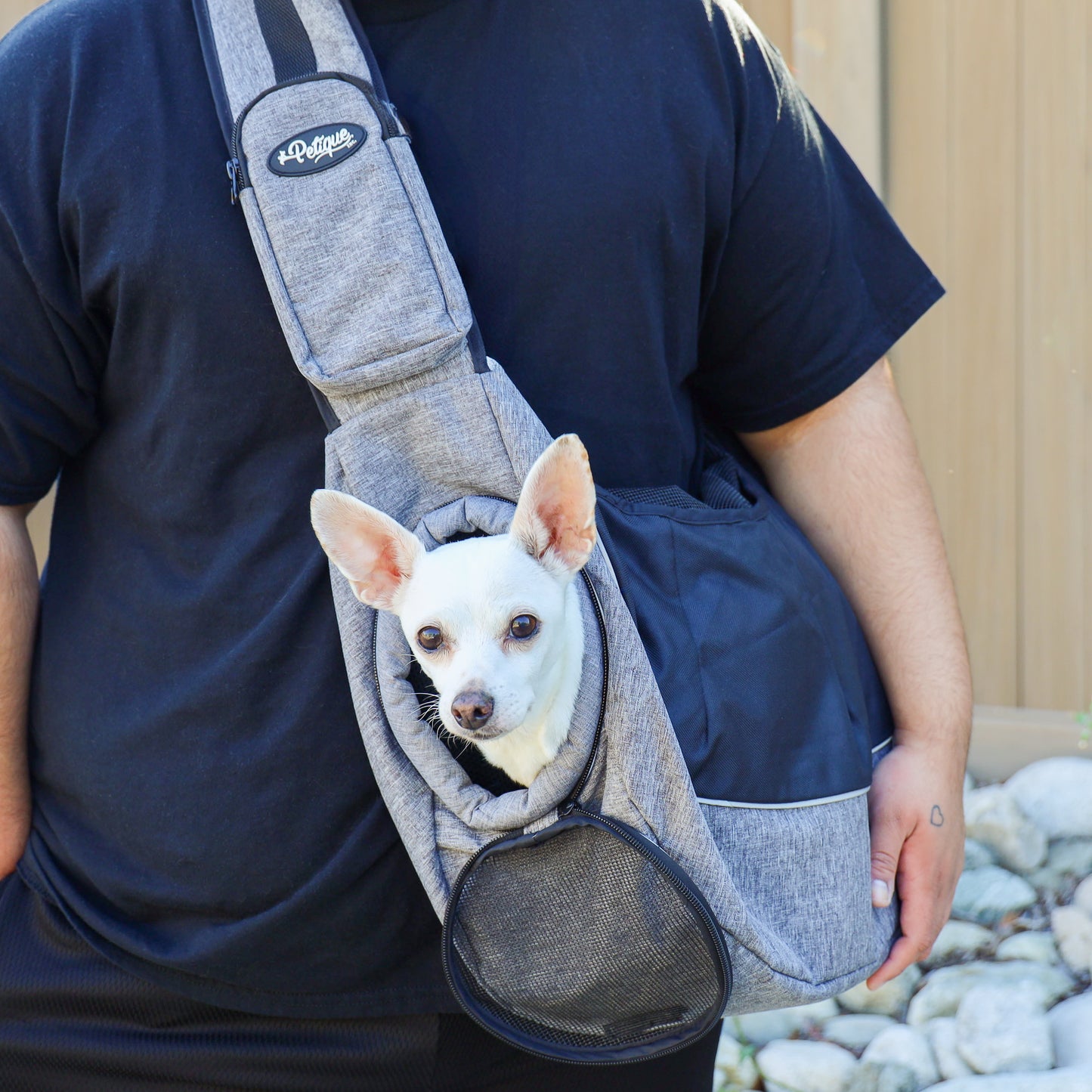 Sling Pet Carrier: Hands-Free, Over-the-Shoulder, Adjustable Leash, Padded Strap, Pee Pad Insert, Secure Pocket, Sturdy Board for Dogs, Cats, Small Animals, Supports up to 22 LBS