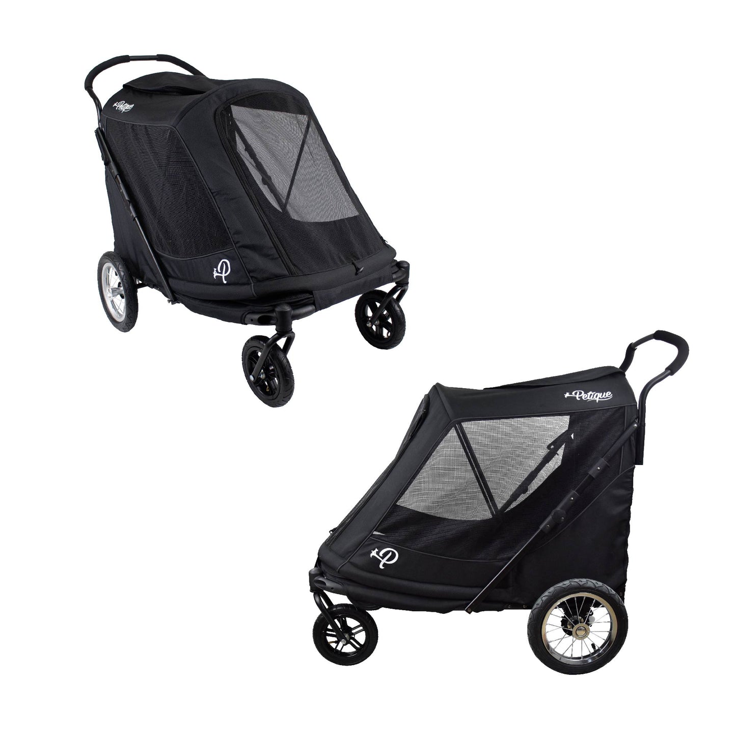NEW & IMPROVED Apollo Elite Pet Stroller: Sturdy Ramp, Low to Ground, Air-Filled Bike Tires, Peek-a-Boo Window Folds Compact, Convertible Canopy, For Large & Multiple Dogs, Supports up to 133 LBS
