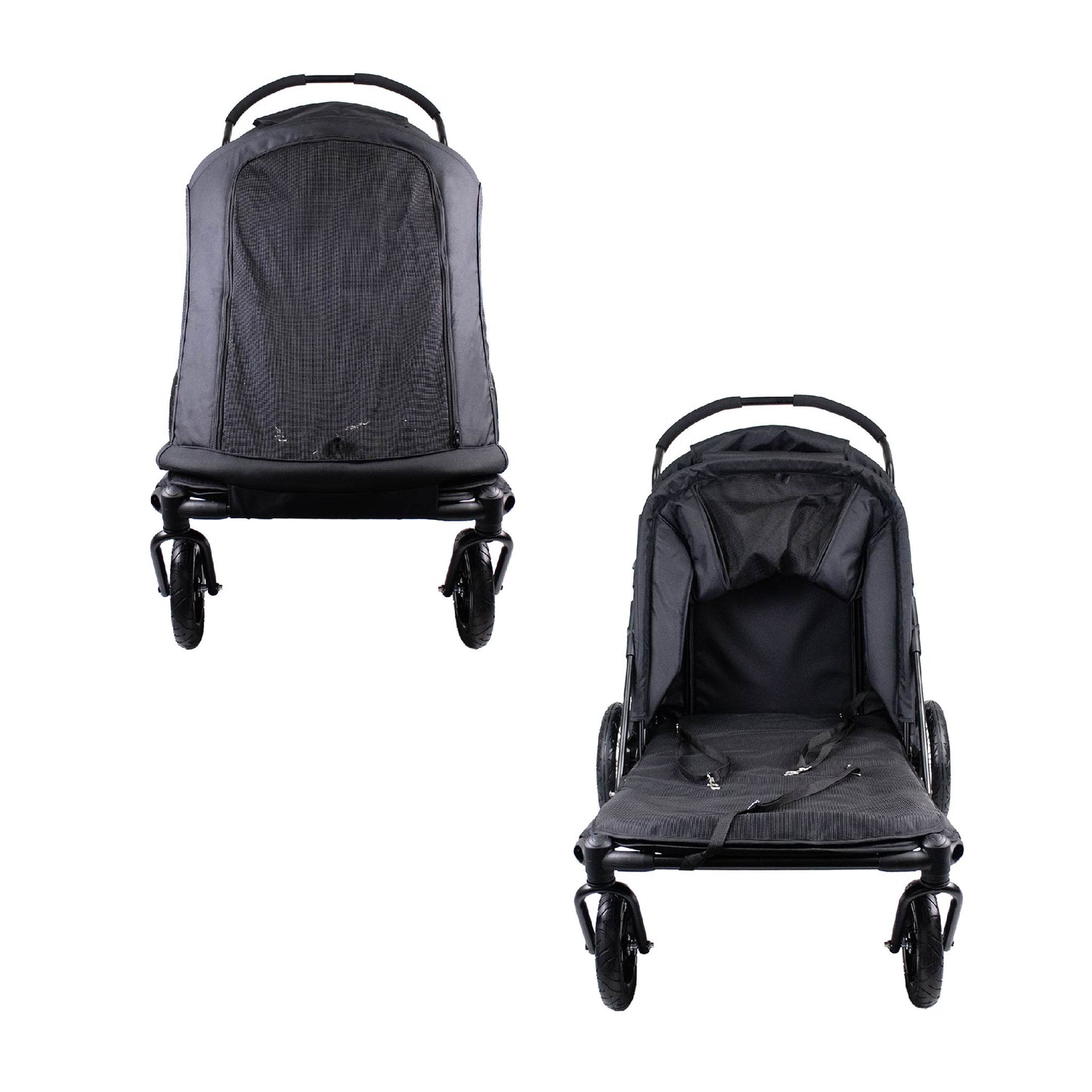 NEW & IMPROVED Apollo Elite Pet Stroller: Sturdy Ramp, Low to Ground, Air-Filled Bike Tires, Peek-a-Boo Window Folds Compact, Convertible Canopy, For Large & Multiple Dogs, Supports up to 133 LBS
