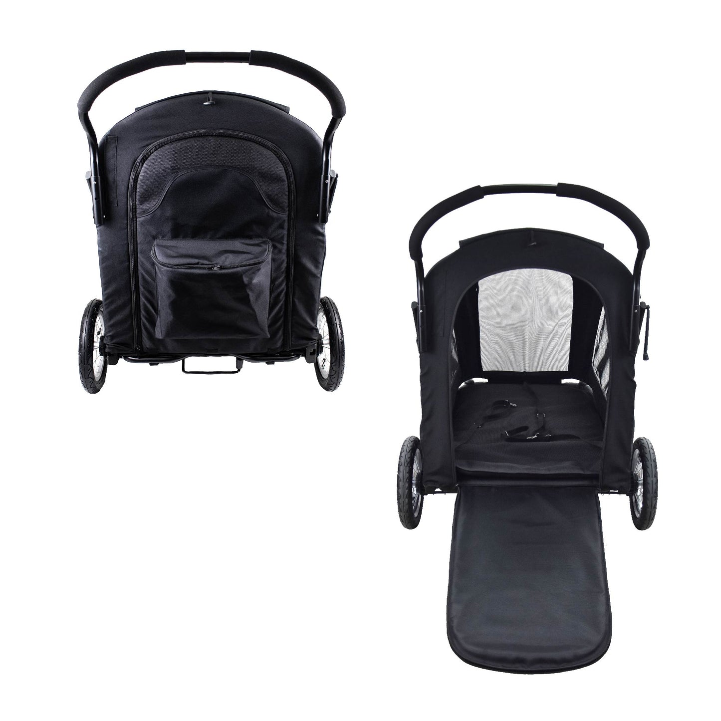NEW & IMPROVED Apollo Elite Pet Stroller: Sturdy Ramp, Low to Ground, Air-Filled Bike Tires, Peek-a-Boo Window Folds Compact, Convertible Canopy, For Large & Multiple Dogs, Supports up to 133 LBS