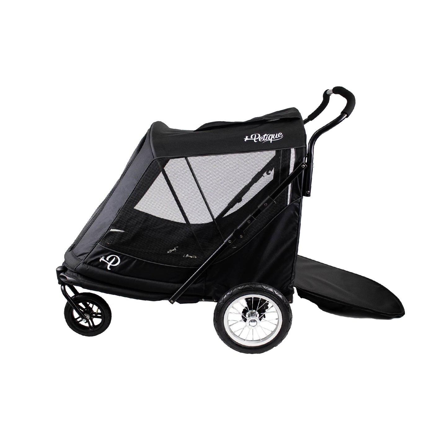 NEW & IMPROVED Apollo Elite Pet Stroller: Sturdy Ramp, Low to Ground, Air-Filled Bike Tires, Peek-a-Boo Window Folds Compact, Convertible Canopy, For Large & Multiple Dogs, Supports up to 133 LBS