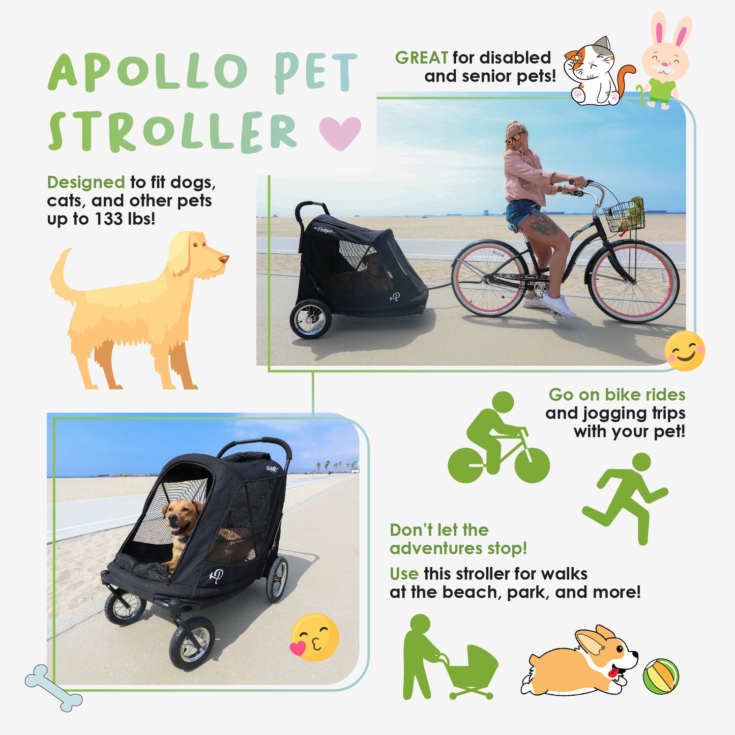 apollo pet stroller for big dogs