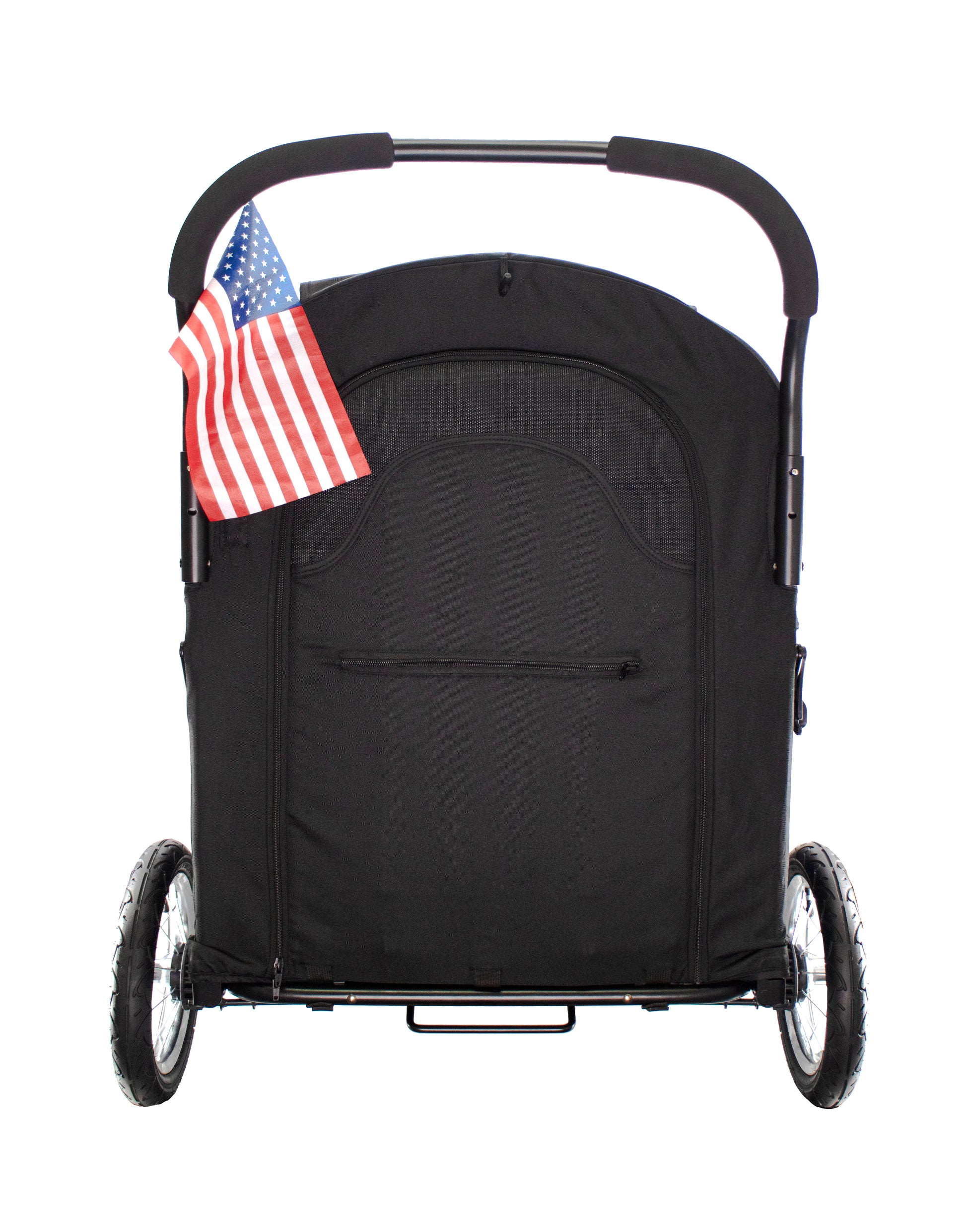 apollo pet stroller back side with flag