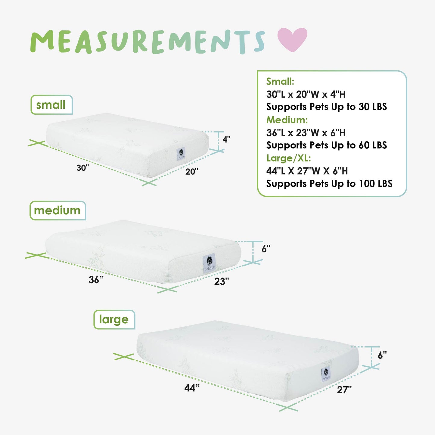 PETIQUE Bamboo Orthopedic Memory Foam Pet Bed - Small/Medium/Large, Sustainable, Non-Toxic, Hypoallergenic, for Dogs/Cats/Other Animals
