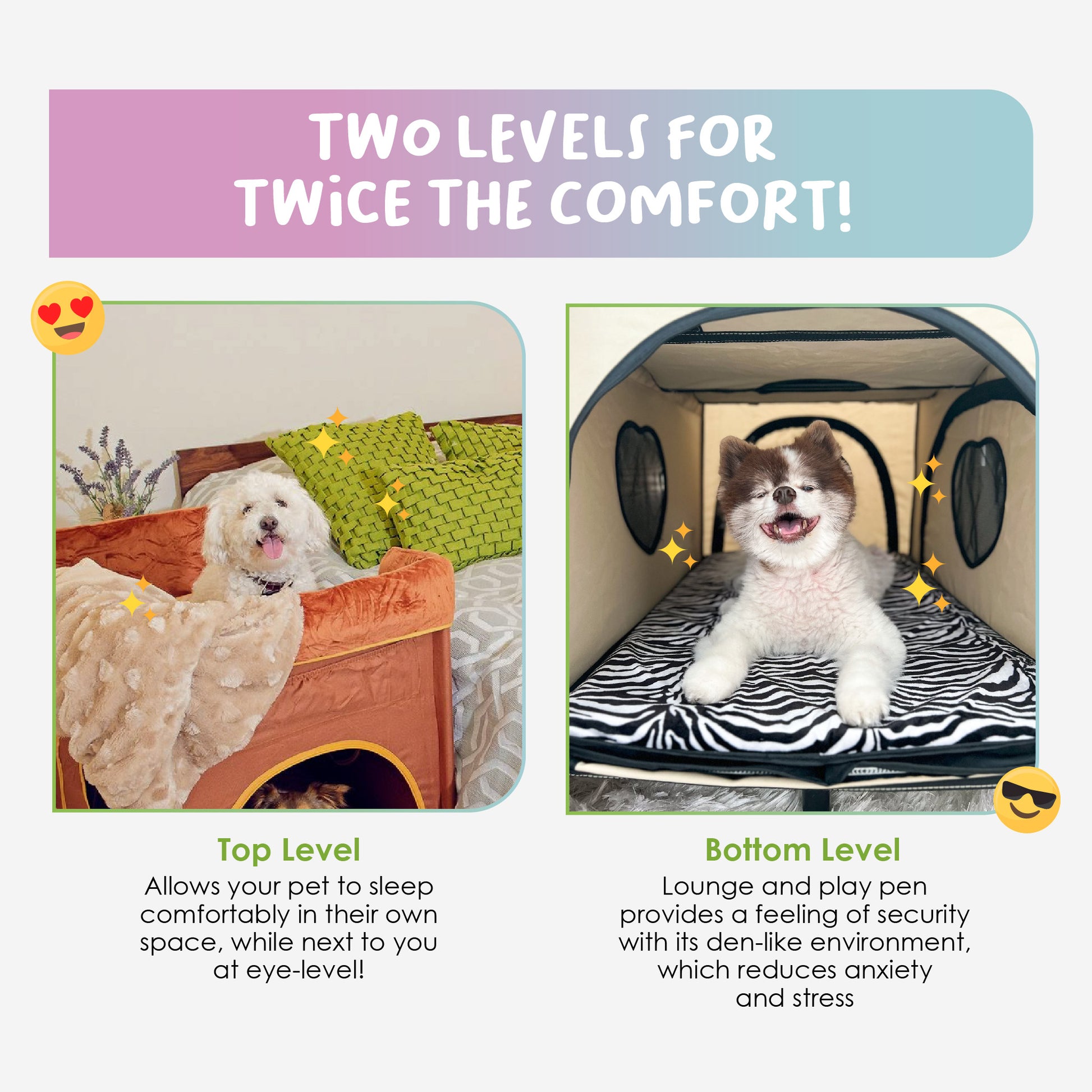 top and bottom levels for pet bed