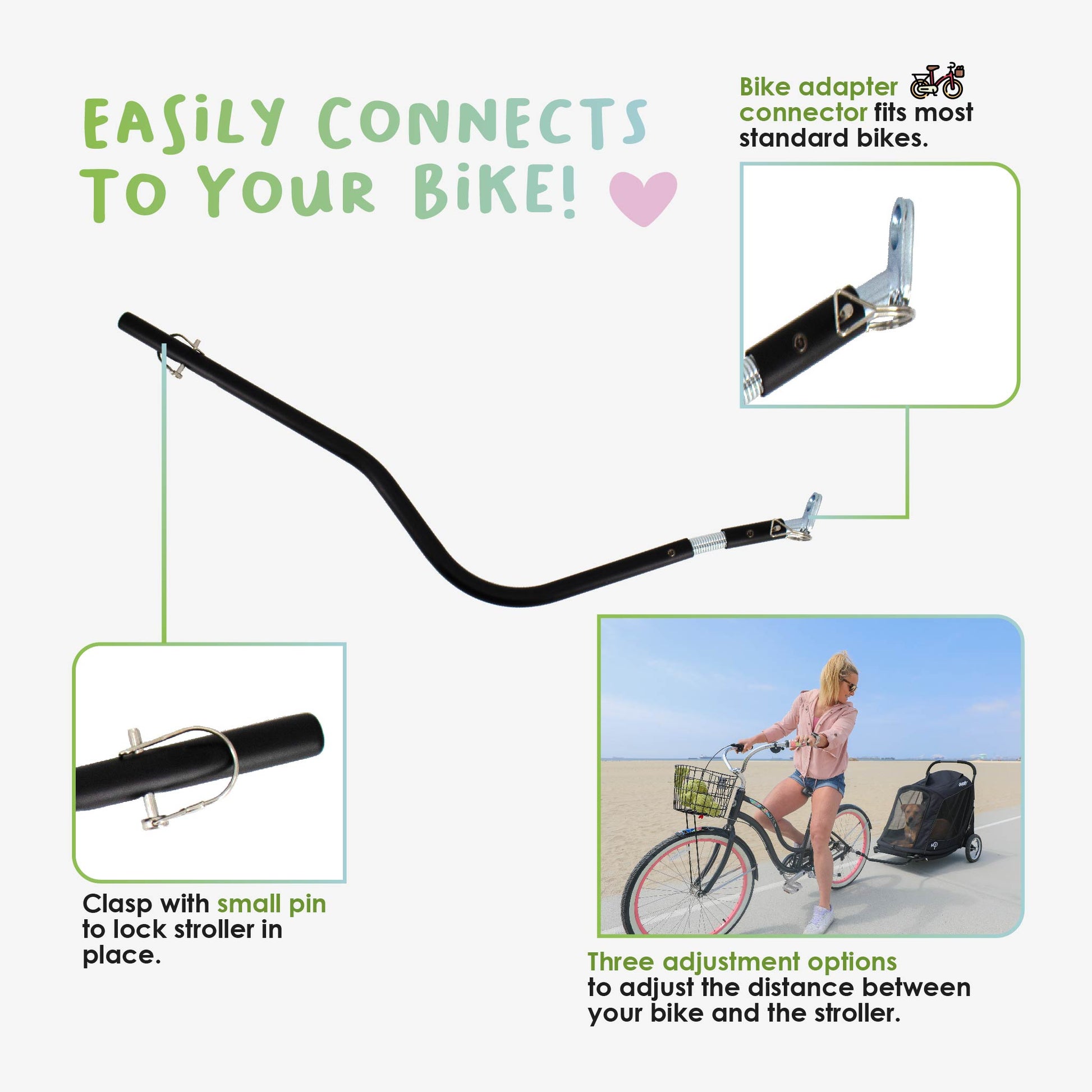 dog stroller bike attachment Apollo/Elite Pet Stroller Bike Adapter: Attaches Securely, Adjustable – Petique, Inc