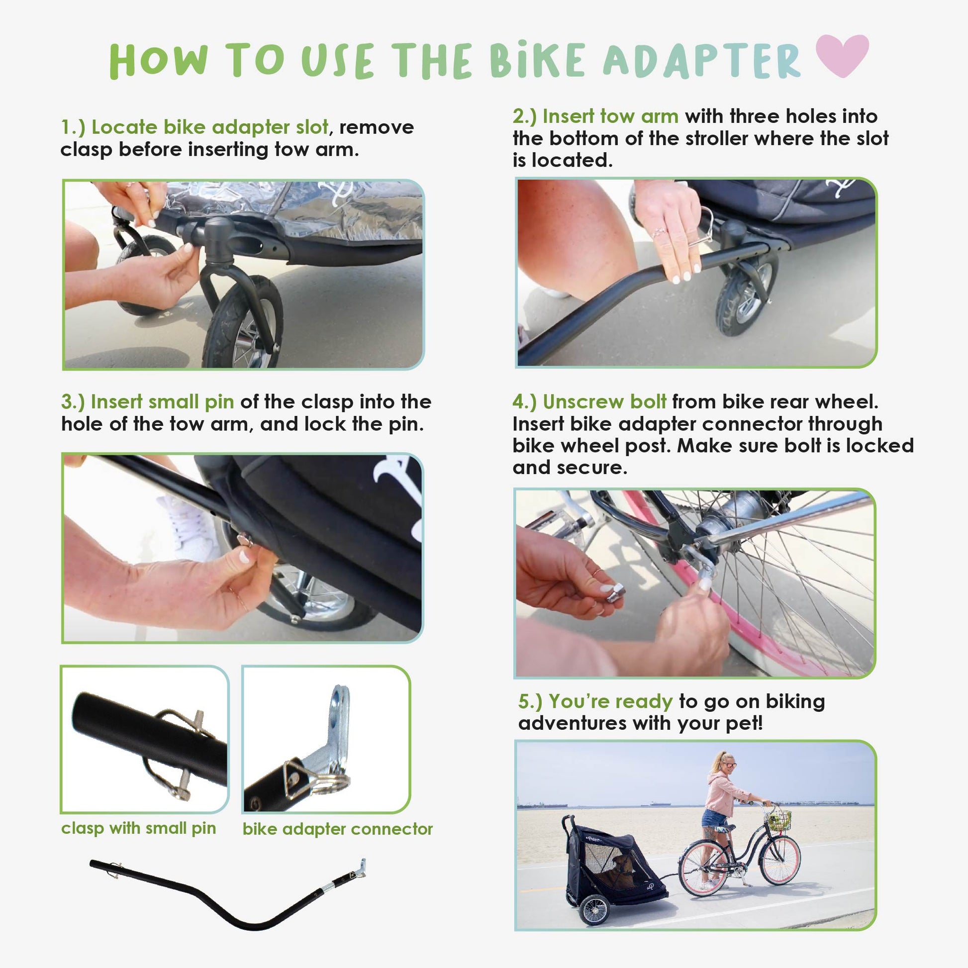 stroller attachment for dog Apollo/Elite Pet Stroller Bike Adapter: Attaches Securely, Adjustable – Petique, Inc