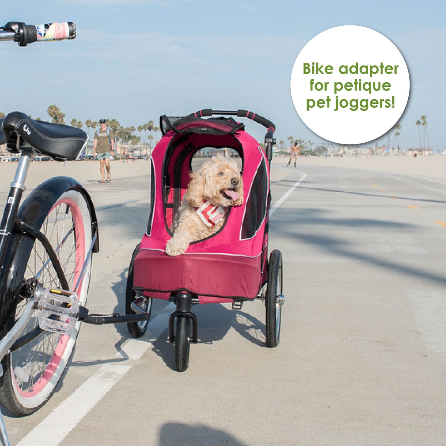 Pet Jogger Bike Adapter: Attaches Securely, Adjustable Distance, Durable Clasp, Portable, Lightweight, Sturdy, Durable, COMPATIBLE WITH PETIQUE JOGGERS ONLY