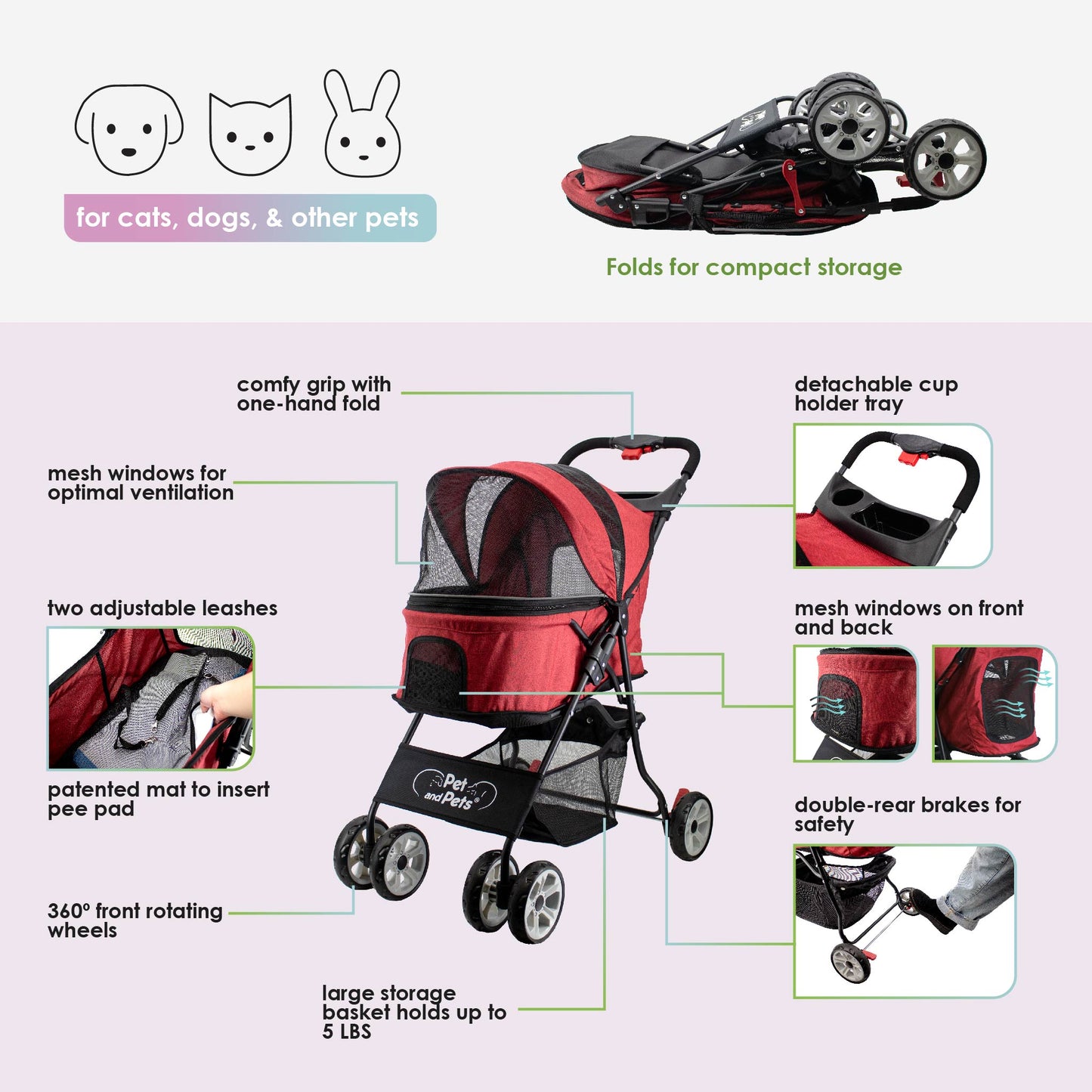 catalina pet stroller features