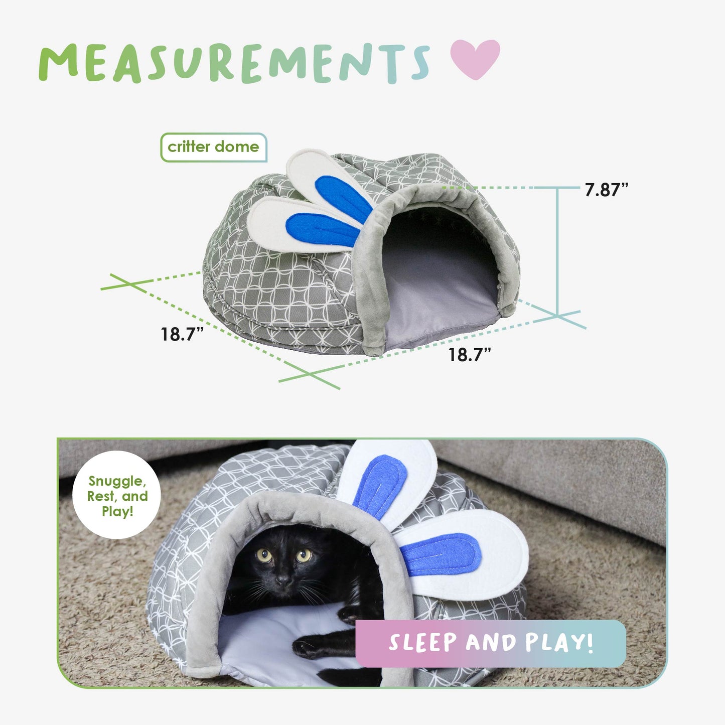 Critter Dome Sleep and Play: Comfortable Soft Material, Security & Snuggling, Durable Fabric, Warm in Winter, Cool in Summer, for Small Animals