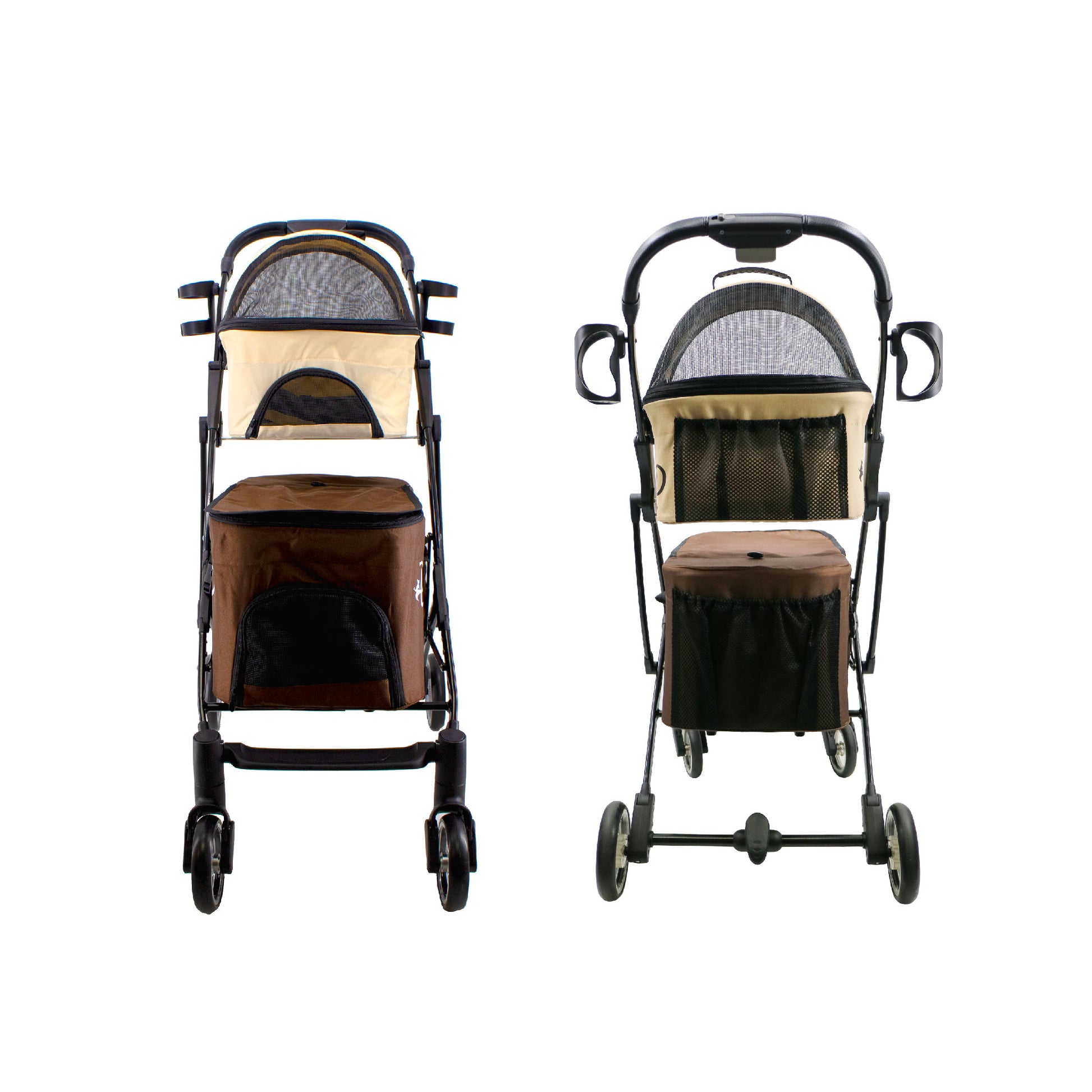 brown pet stroller for multiple pets