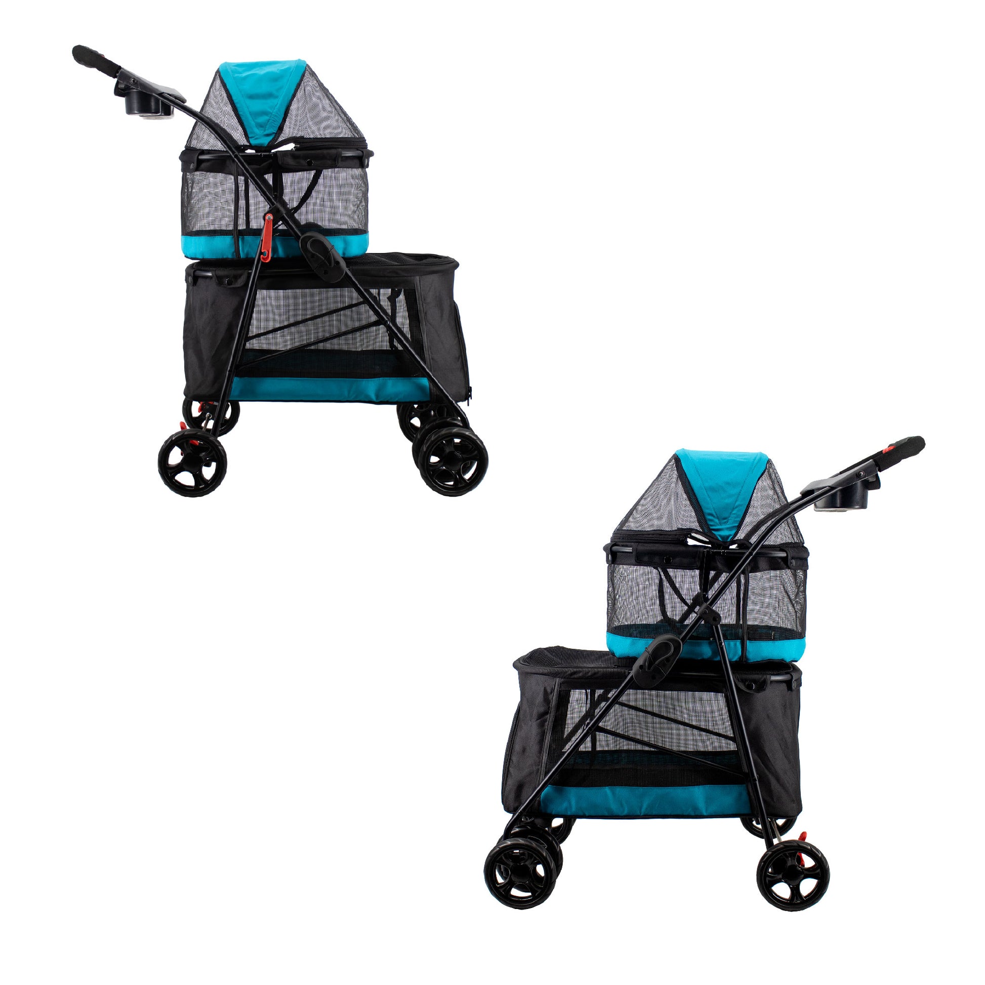 double decker pet stroller side view petique