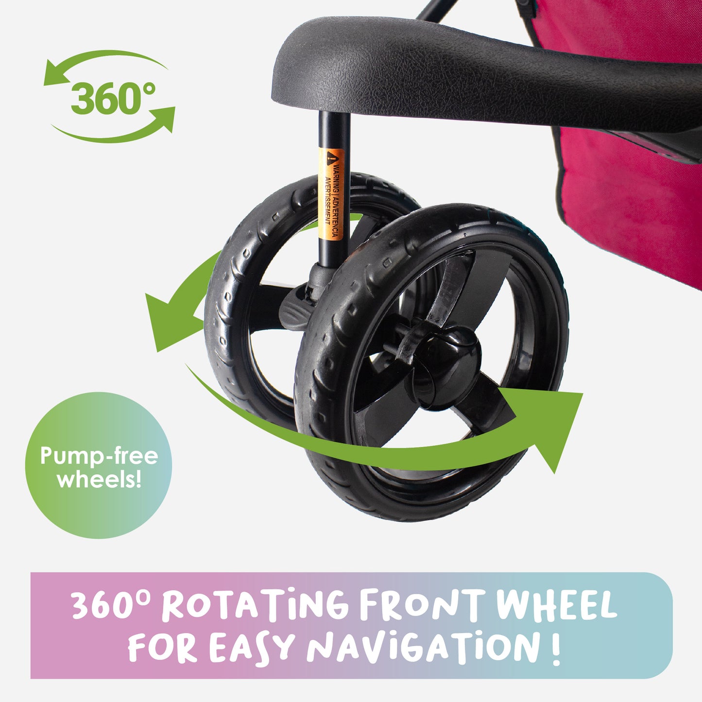 360º rotating front wheel durable pet stroller