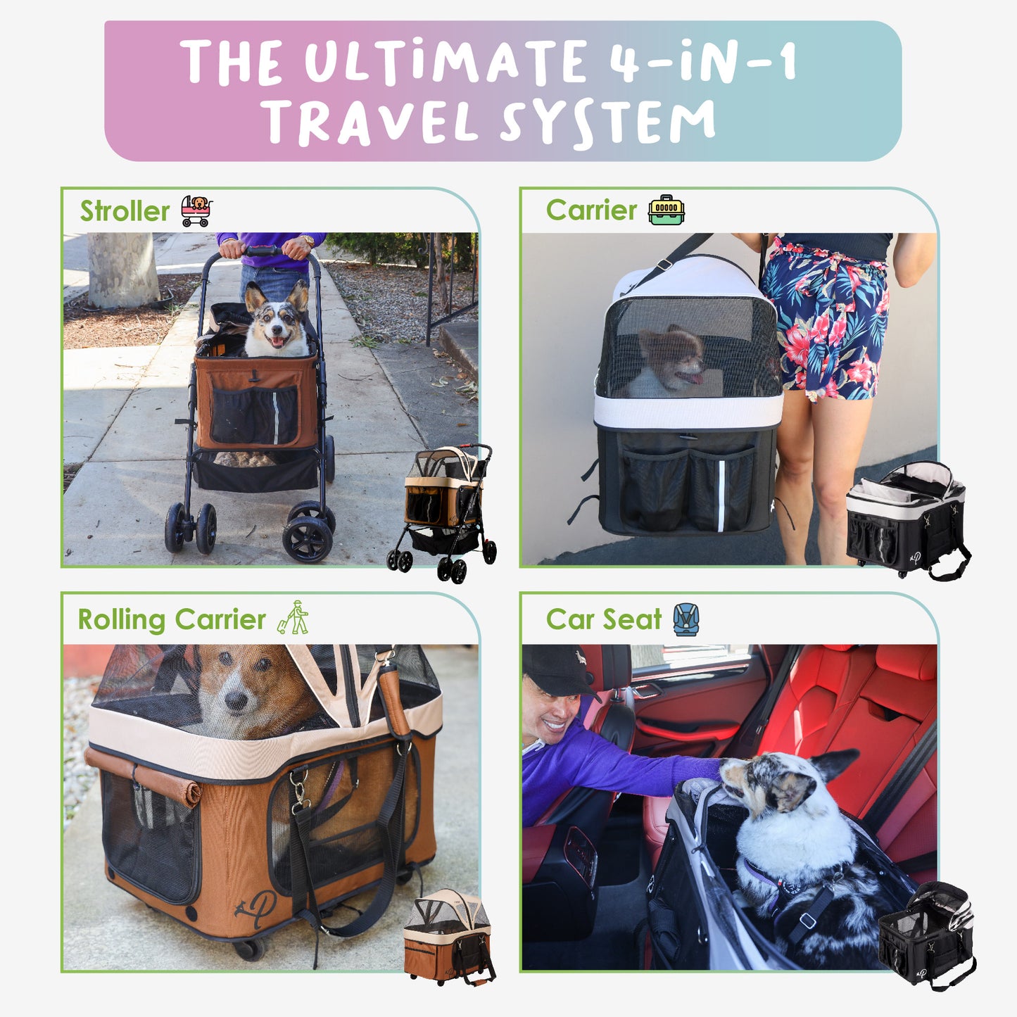 dynamic pet stroller 4-in-1 system