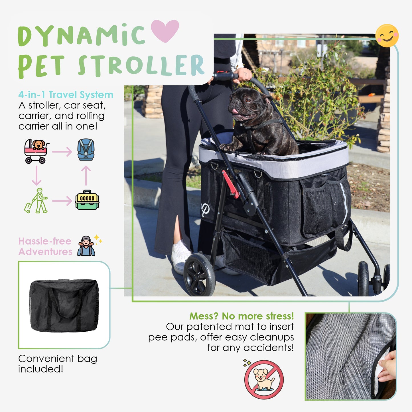 about petique's dynamic pet stroller
