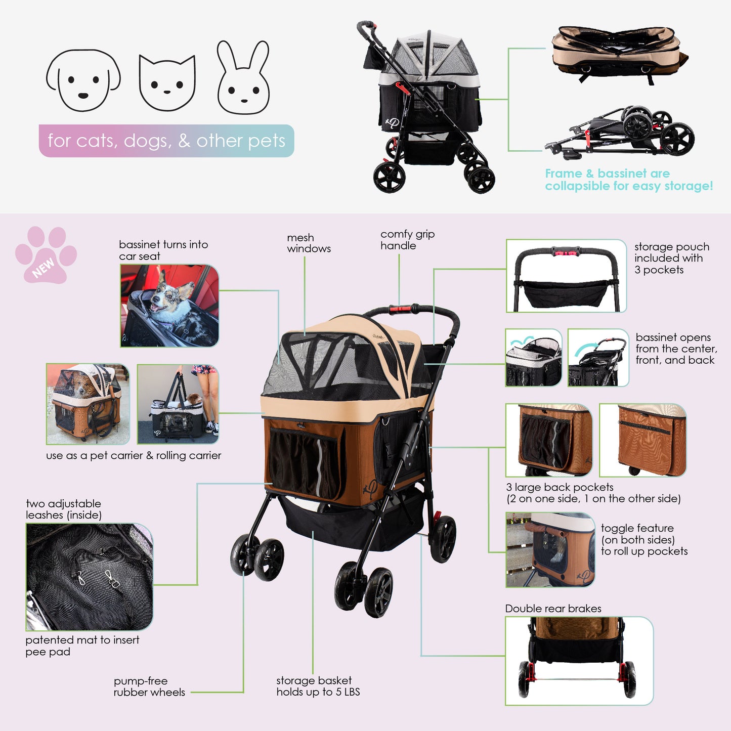 dynamic pet stroller features
