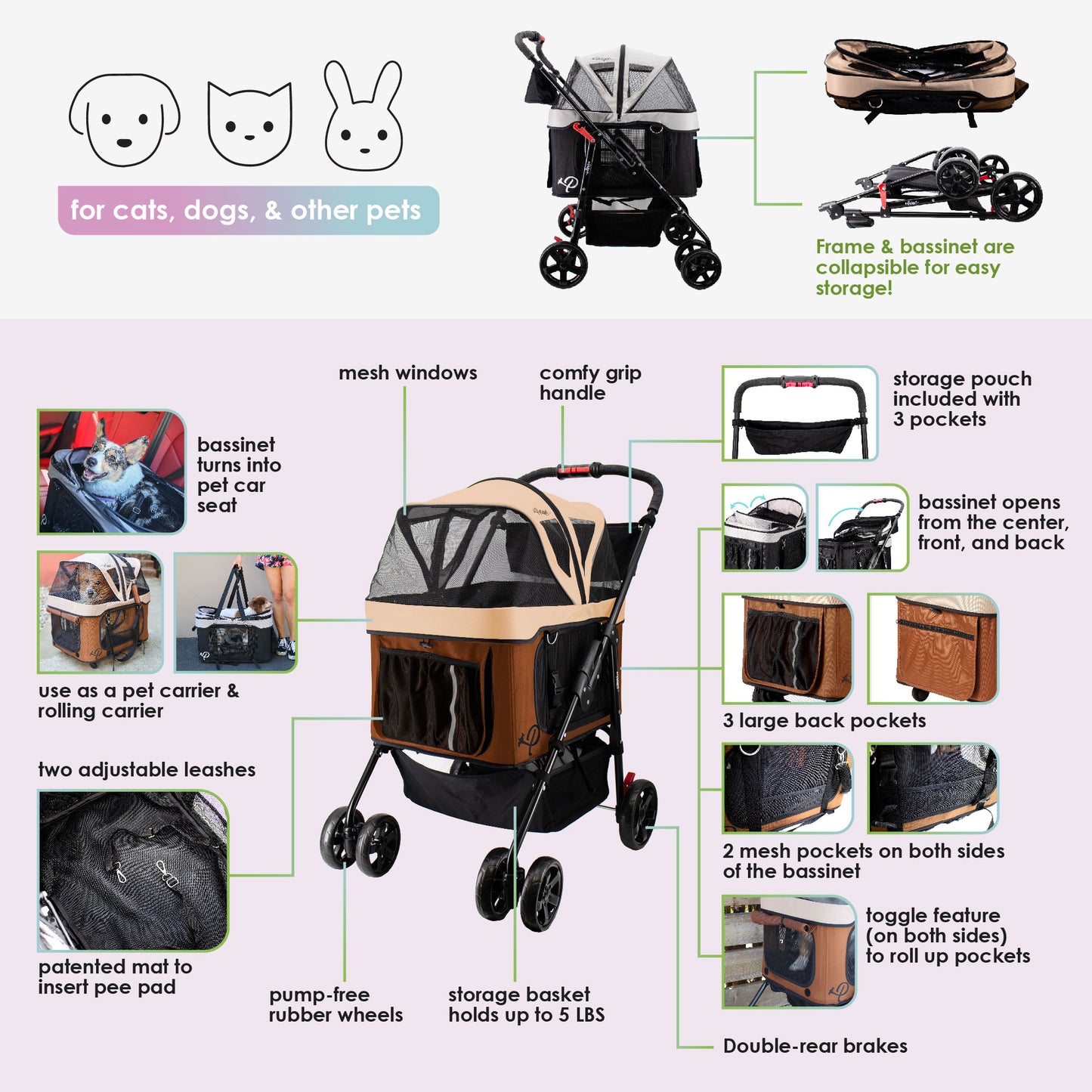 dynamic pet stroller features