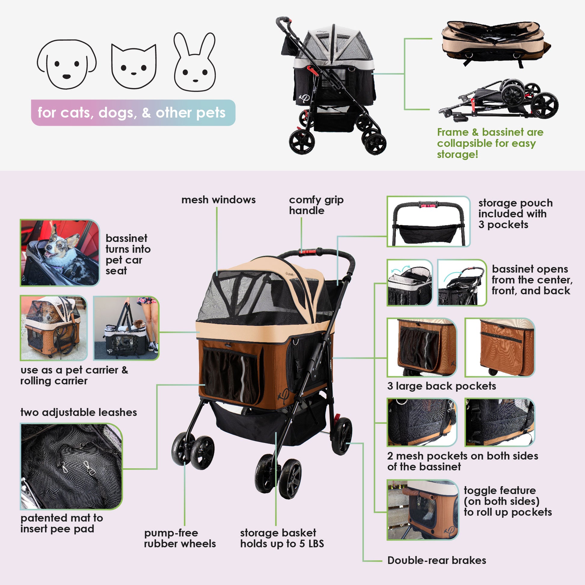 dynamic pet stroller features