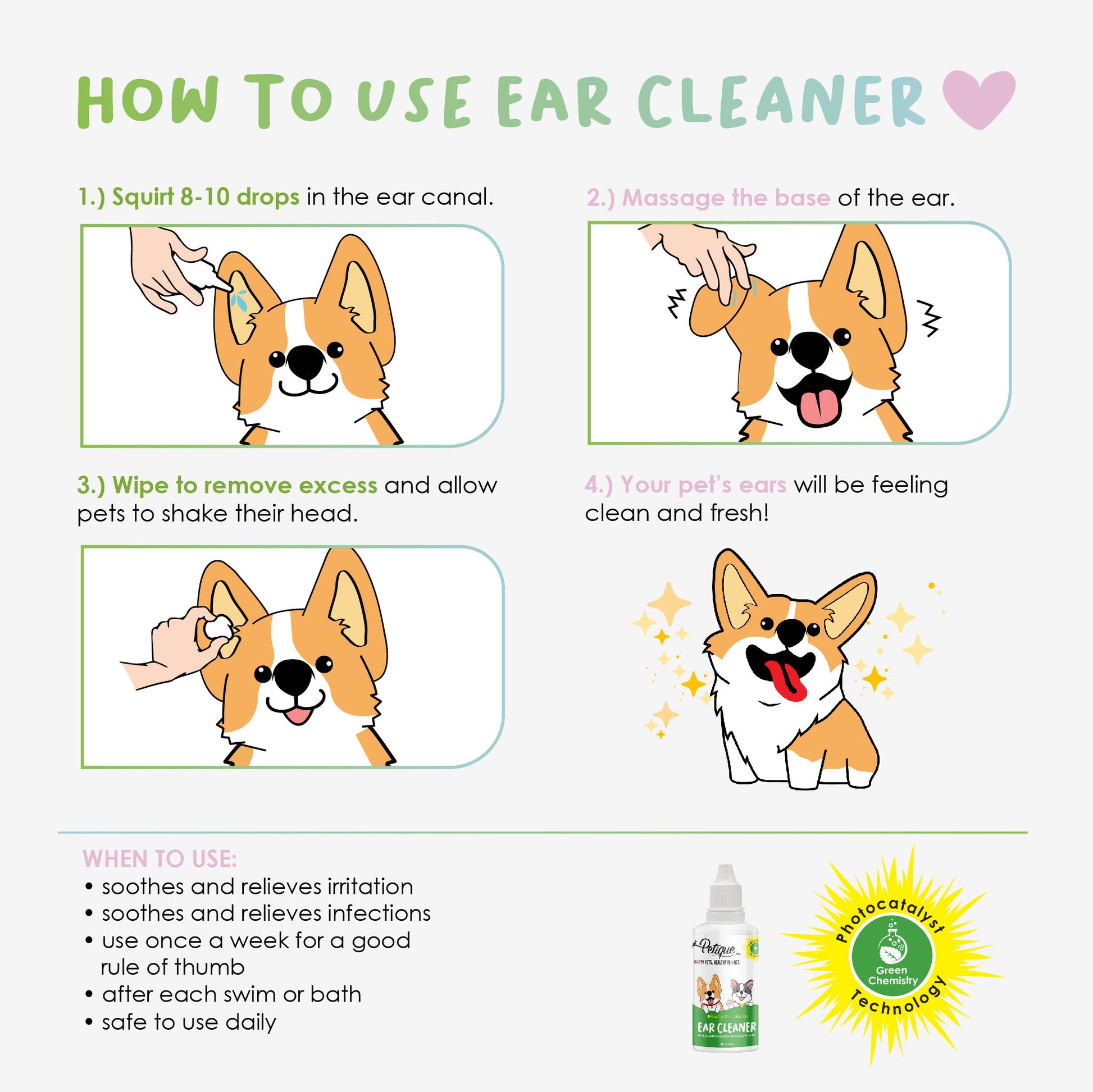 how to use petique's ear cleaner