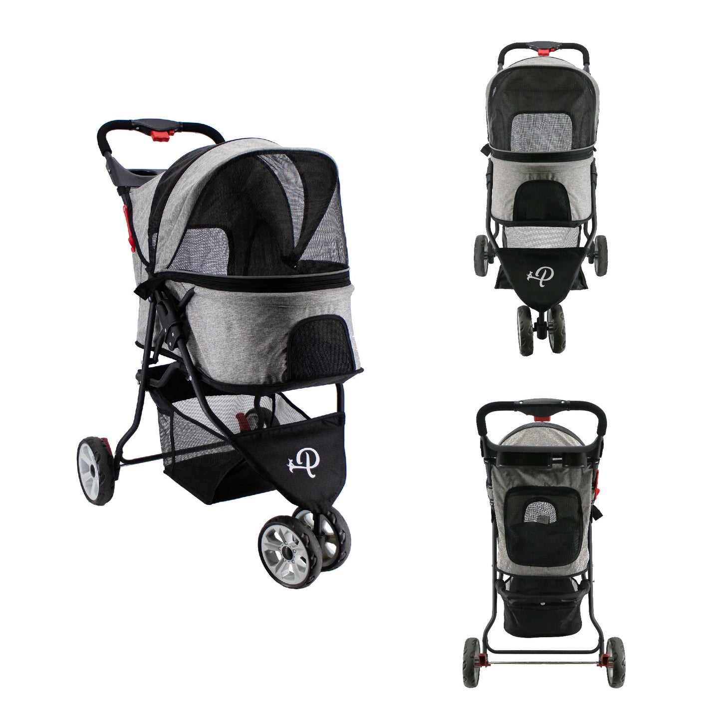 glacier pet stroller front and back view