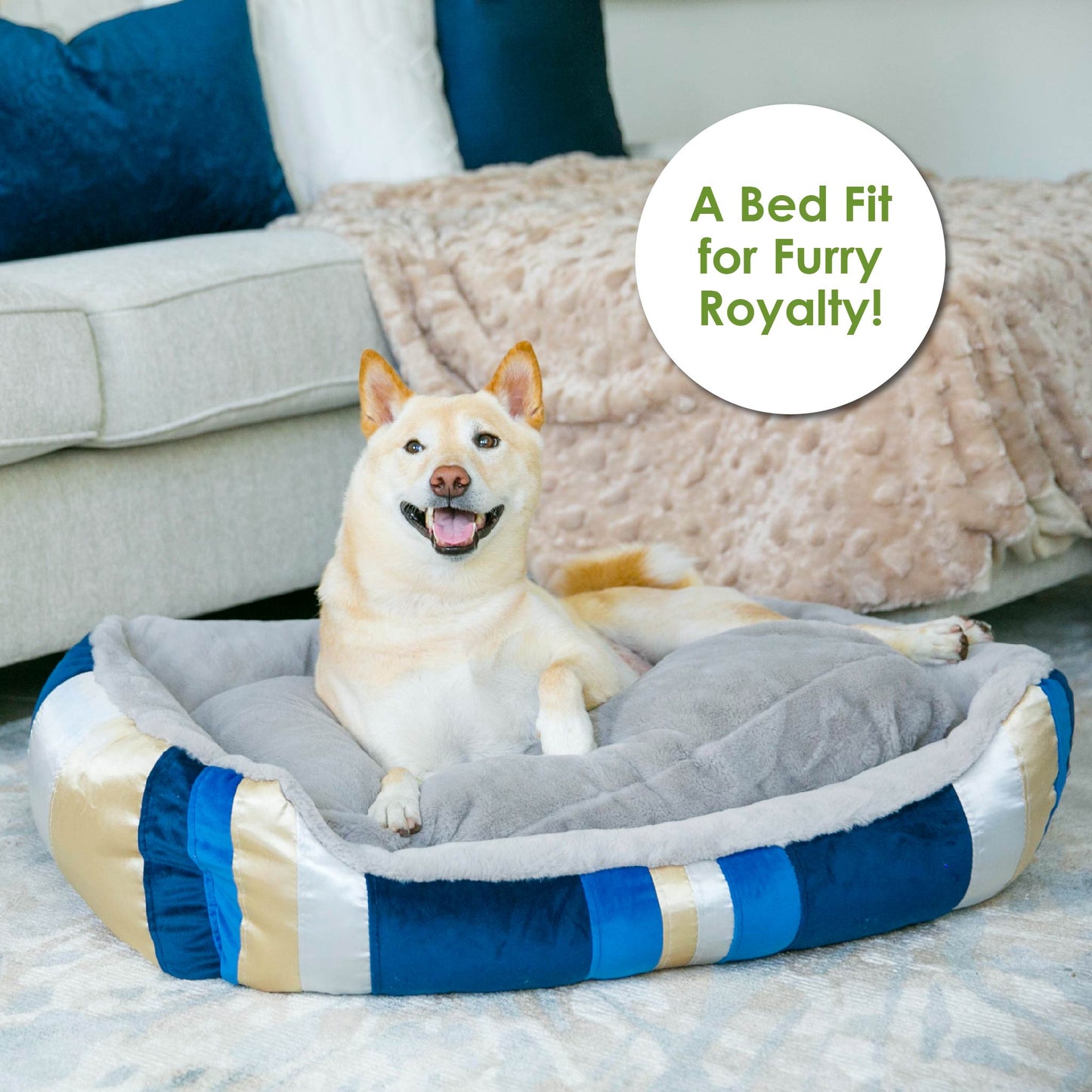 Golden Waves Pet Bed Soft Calming Pet Bed, Anti-Anxiety, Nonskid Bottom, Hypoallergenic, Premium Comfort Plus Pet Bed for Medium, Small Dogs/Cats, SUPPORTS UP TO 20LBS (23"x21"x5")