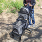 gray pet stroller for multiple pets