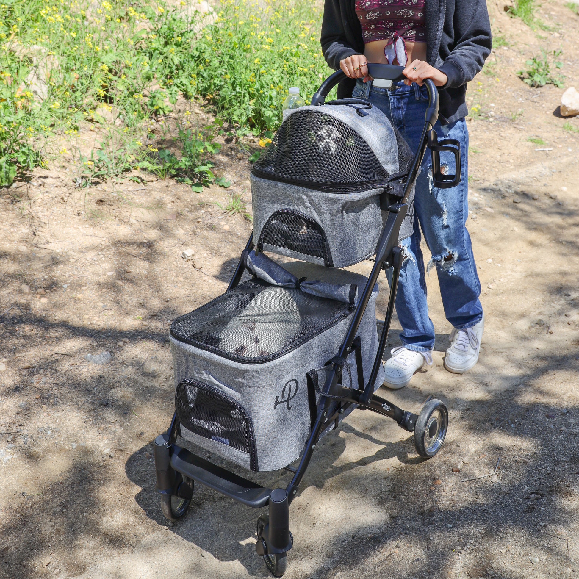 petique double decker pet stroller Deluxe Double Decker Pet Stroller