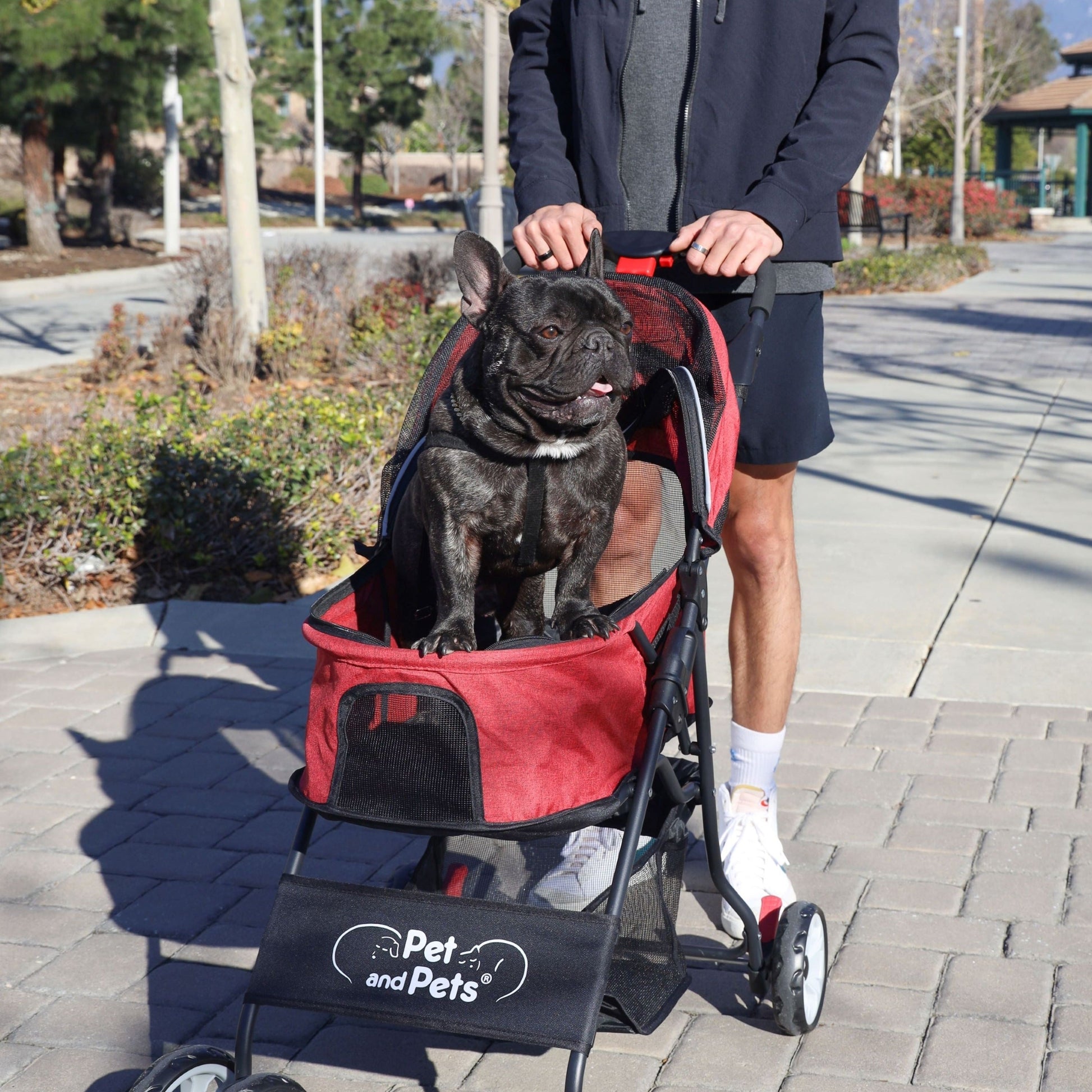 petique red pet stroller