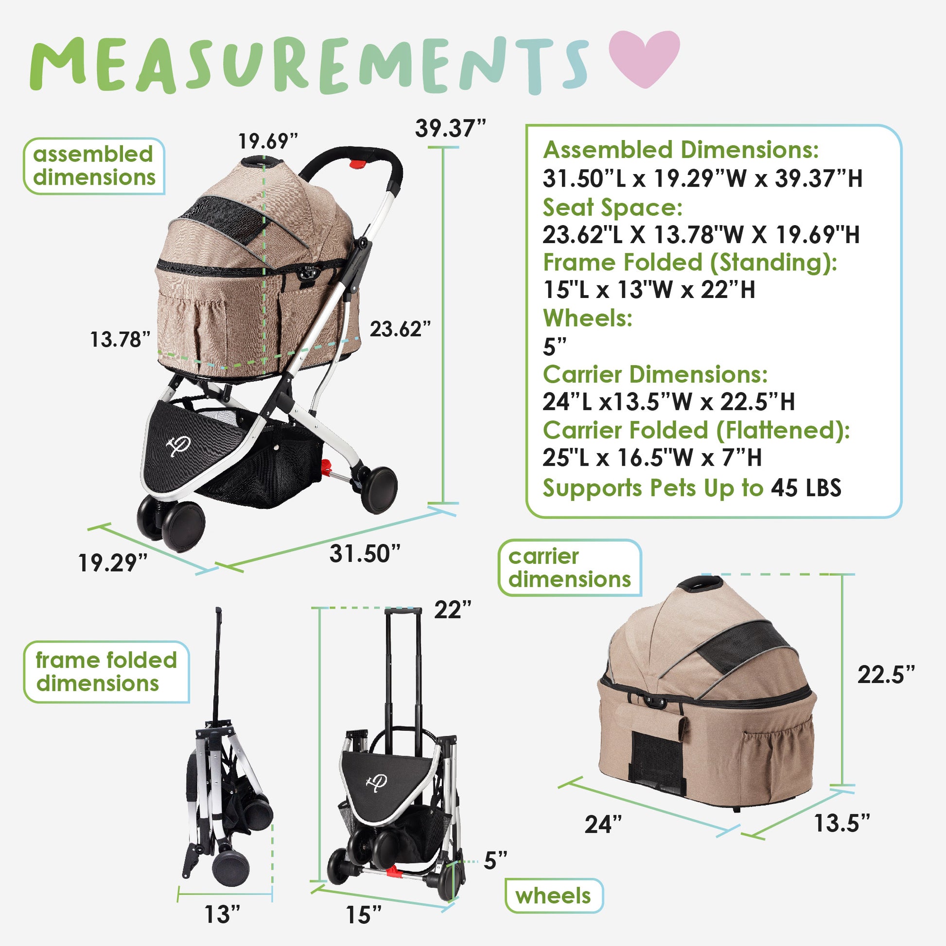 newport pet stroller measurements